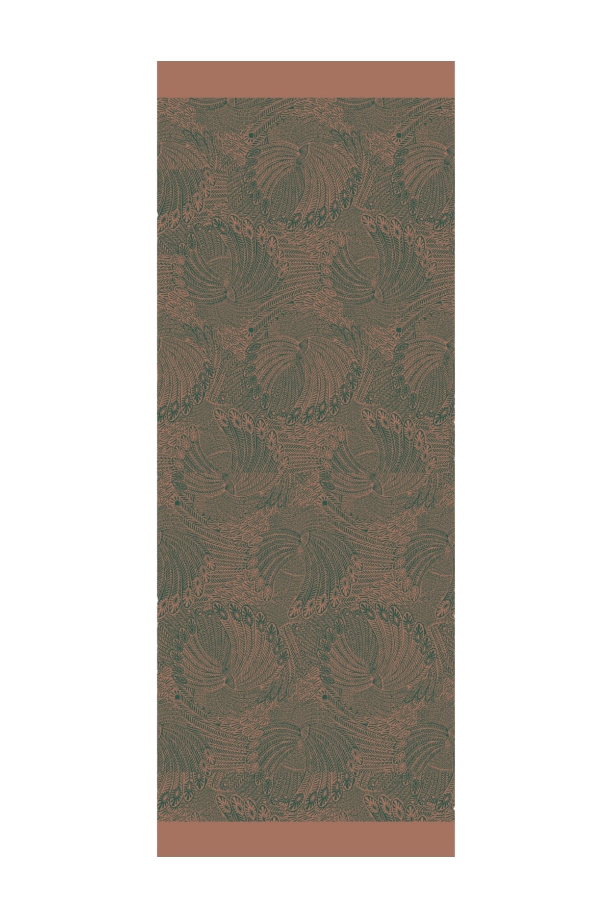 Toptan Mayra Desen Çift Taraflı Şal - Zümrüt-Kayısı