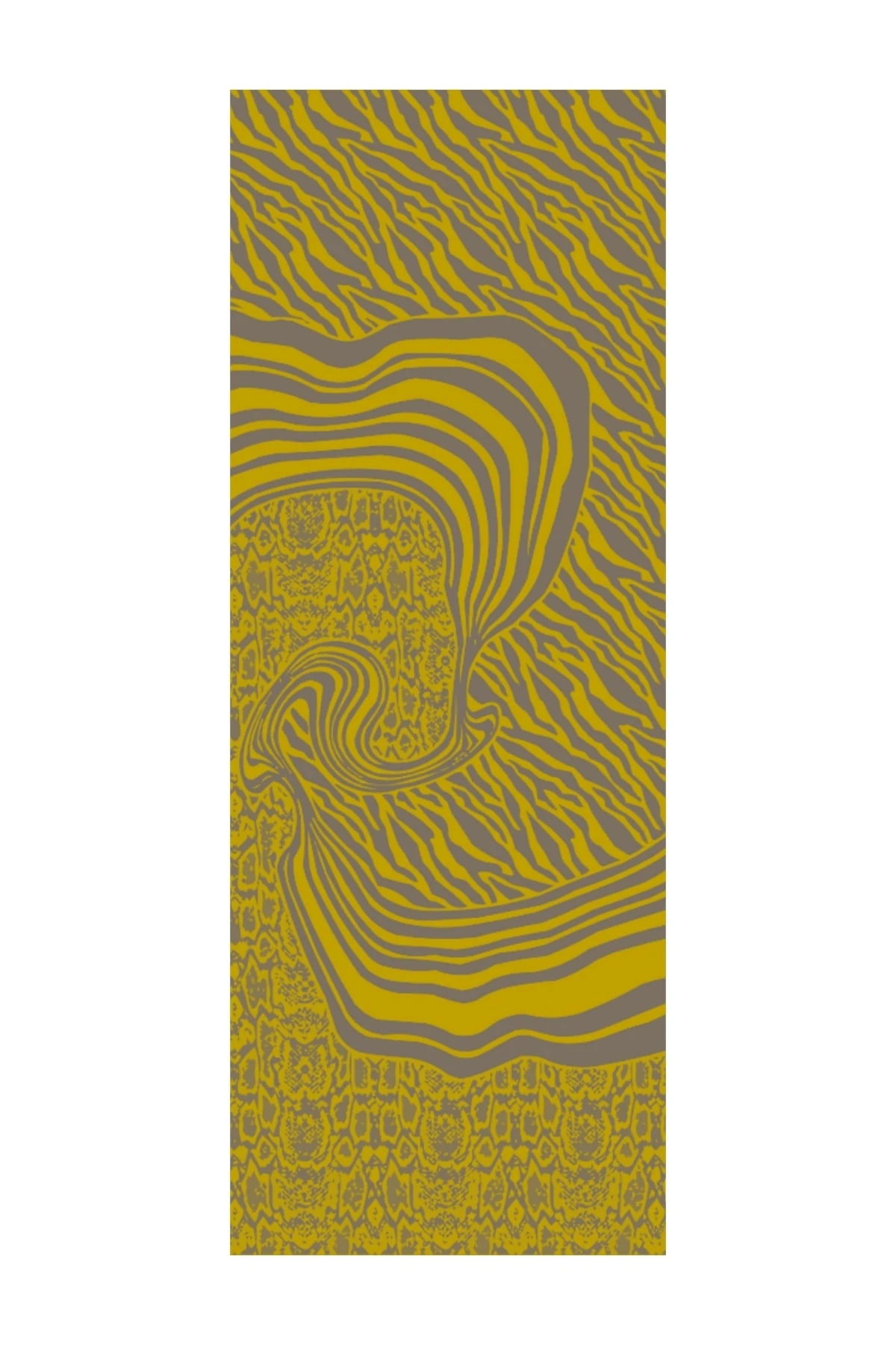 Toptan Riad Desen Çift Taraflı Şal - Koyu Gri-Hardal