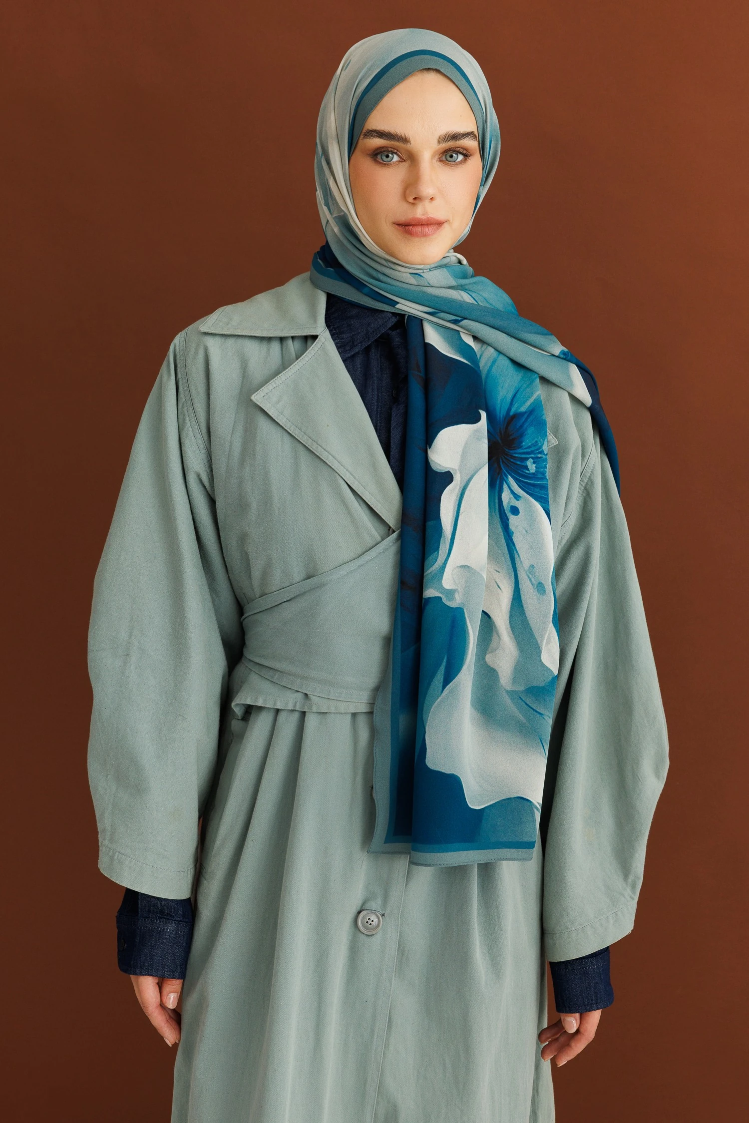 Toptan Pure Desen Hebei İpek Şal - Lacivert