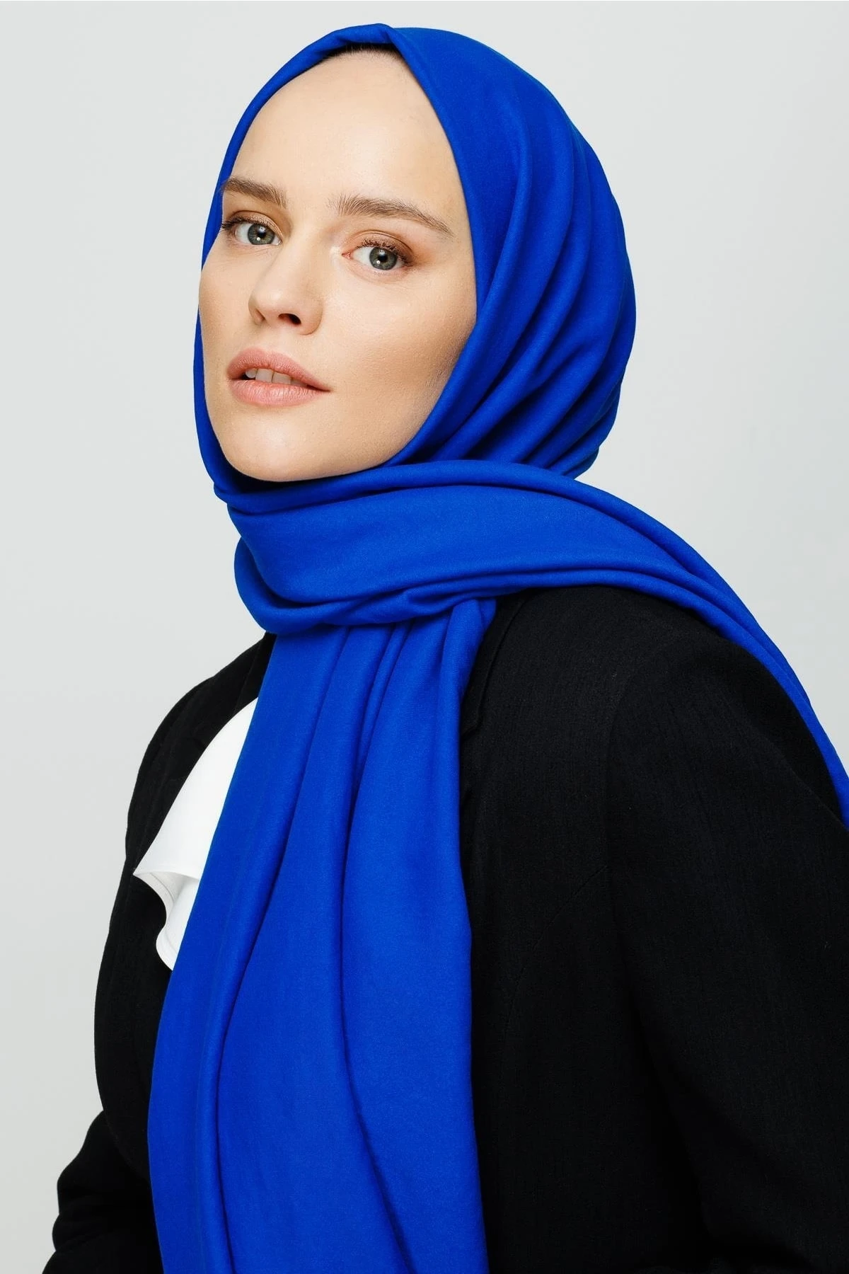 Toptan Pamuk Kraş Şal - Saks Mavi