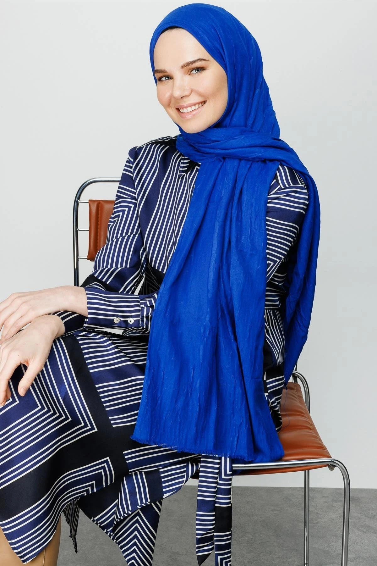 Toptan Bambu Şal - Saks Mavi