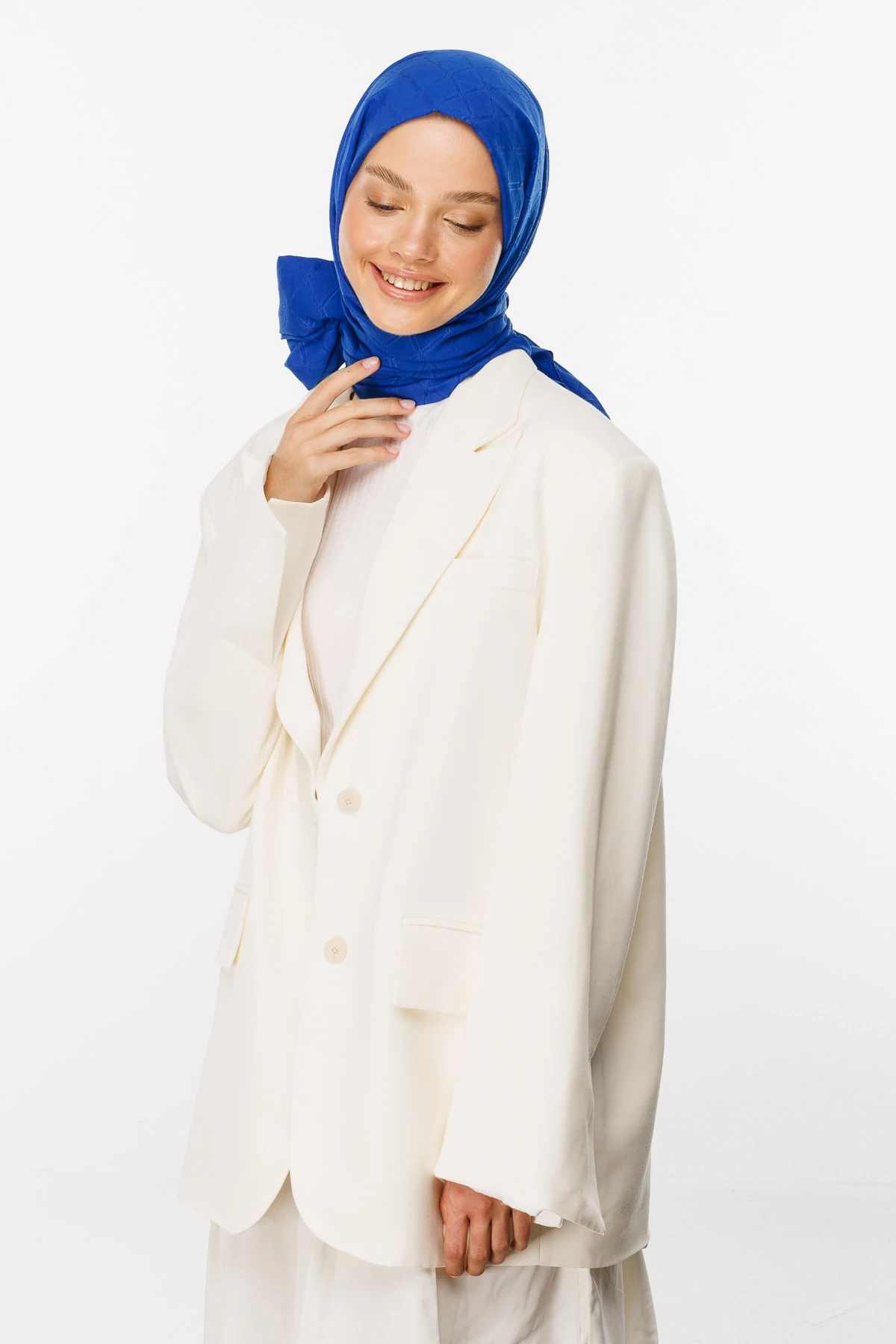 Bamboo Jacquard Shawl - Saxe Blue