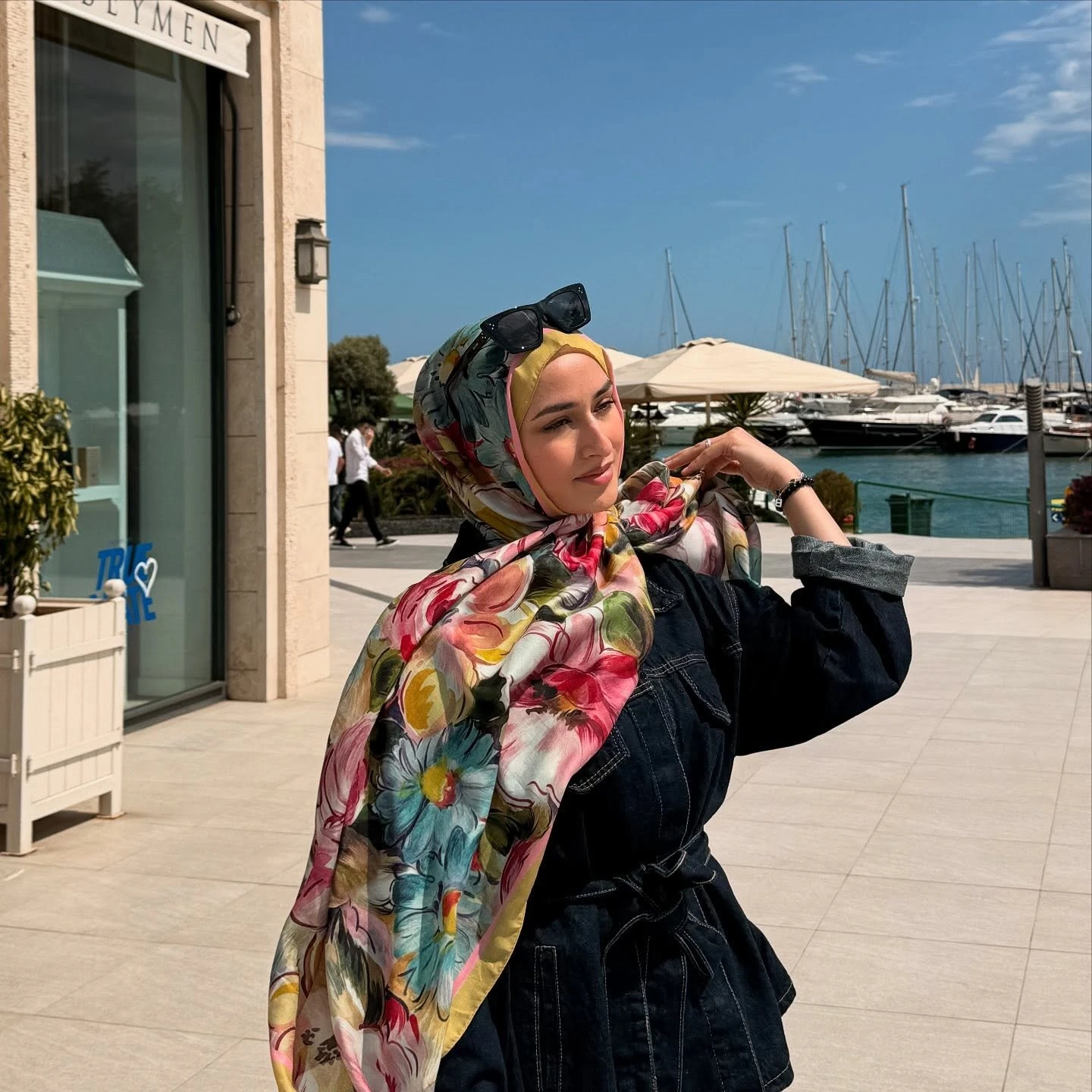 Patterned Cotton Shawl - Apricot