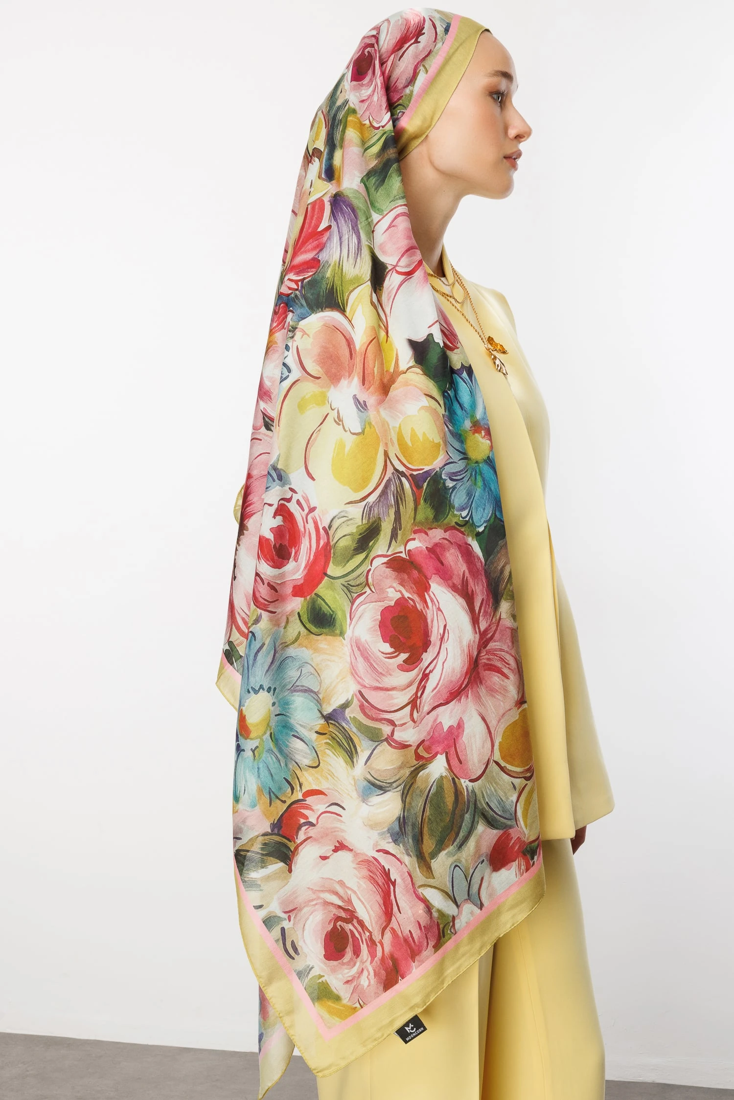 Patterned Cotton Shawl - Apricot