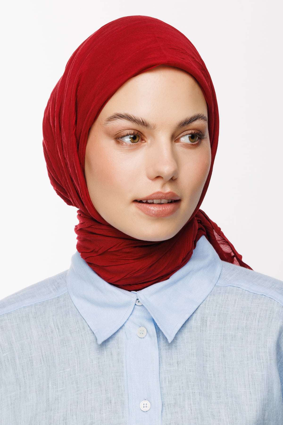Pleated Bamboo Scarf - Claret Red