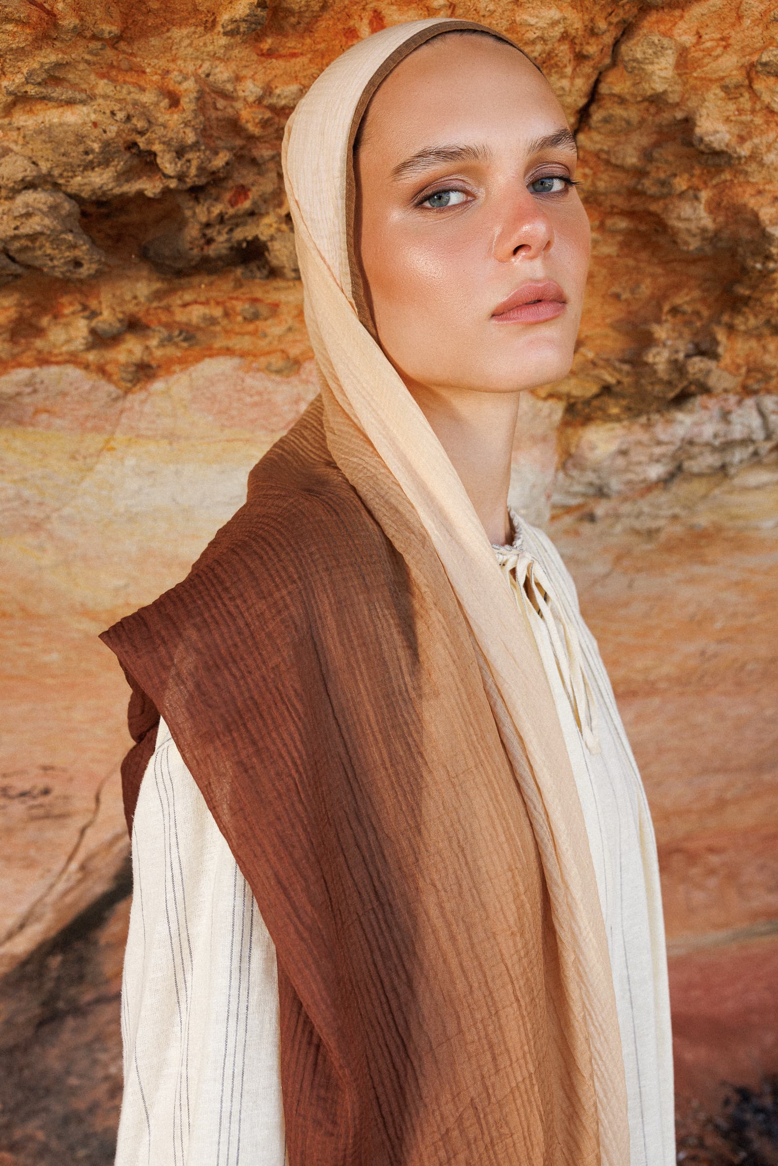 Toptan Degrade Müslin Şal - Karamel