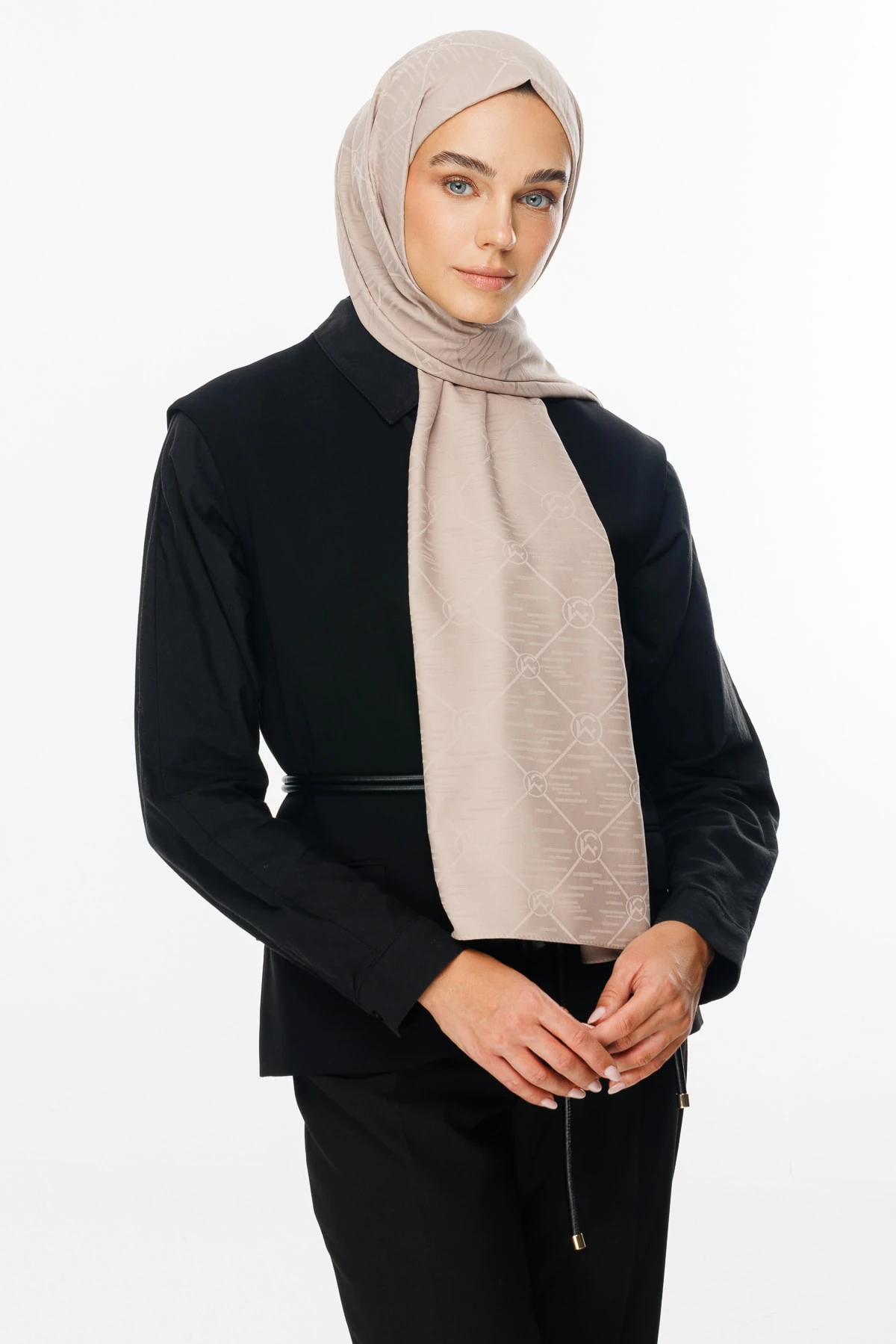 Toptan Moon Is Desen Jakar Şal - Bej