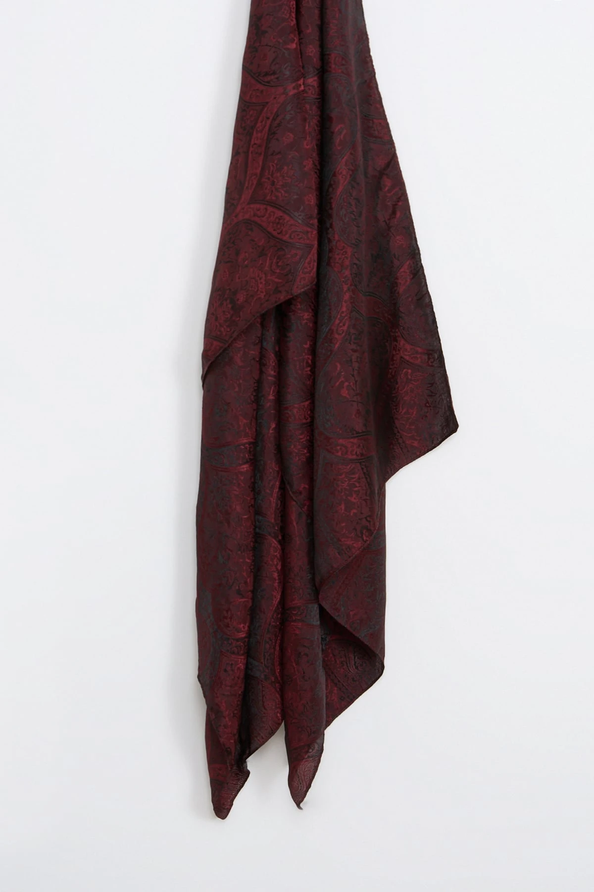 Toptan Soler Desen Shine Line Şal - Siyah-Bordo