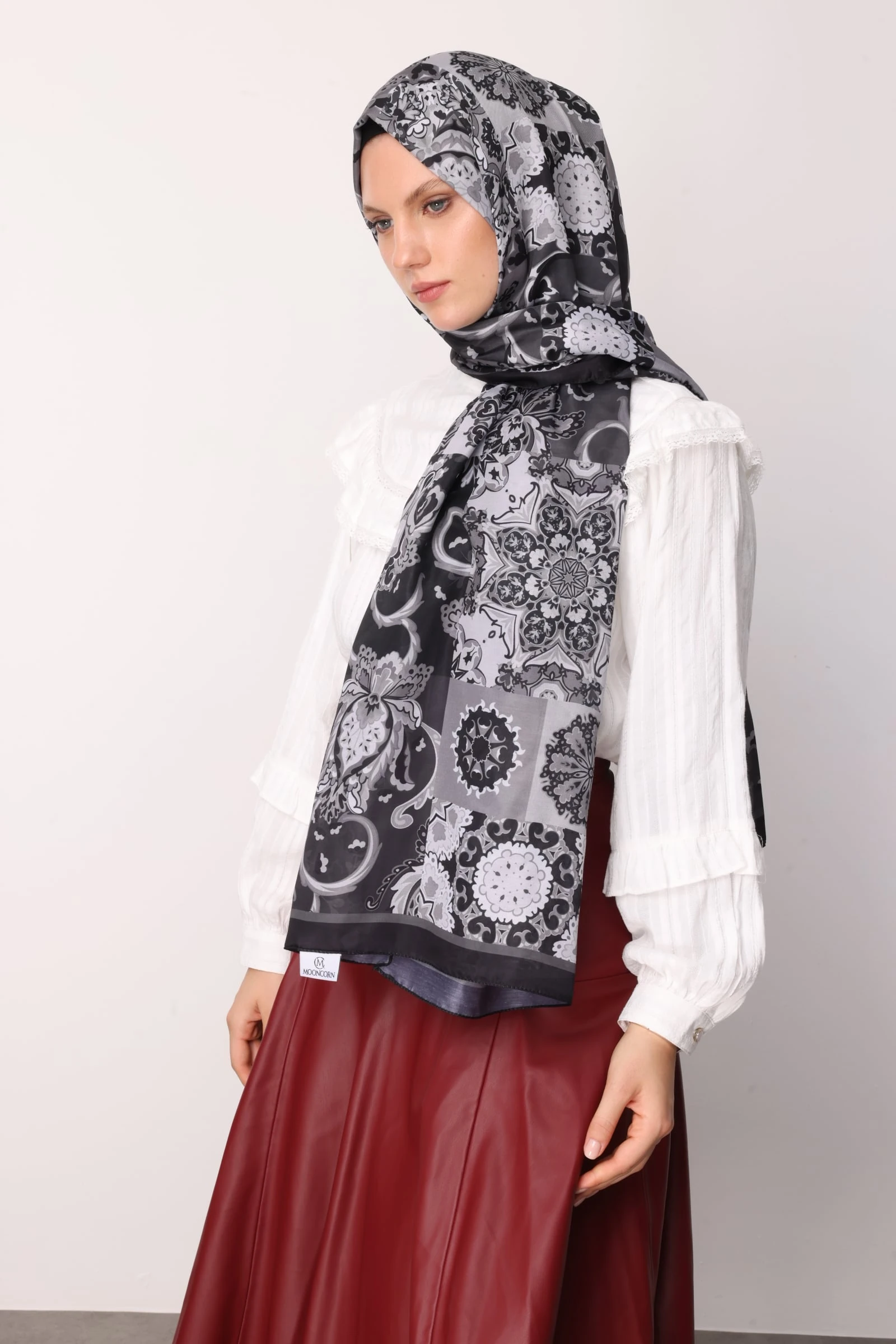 Wholesale Solhar Pattern Cotton Shawl - Black