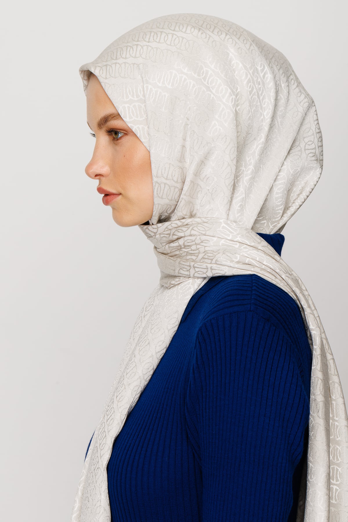 Toptan Forever Desen Parlak Jakar Şal - Taş Rengi