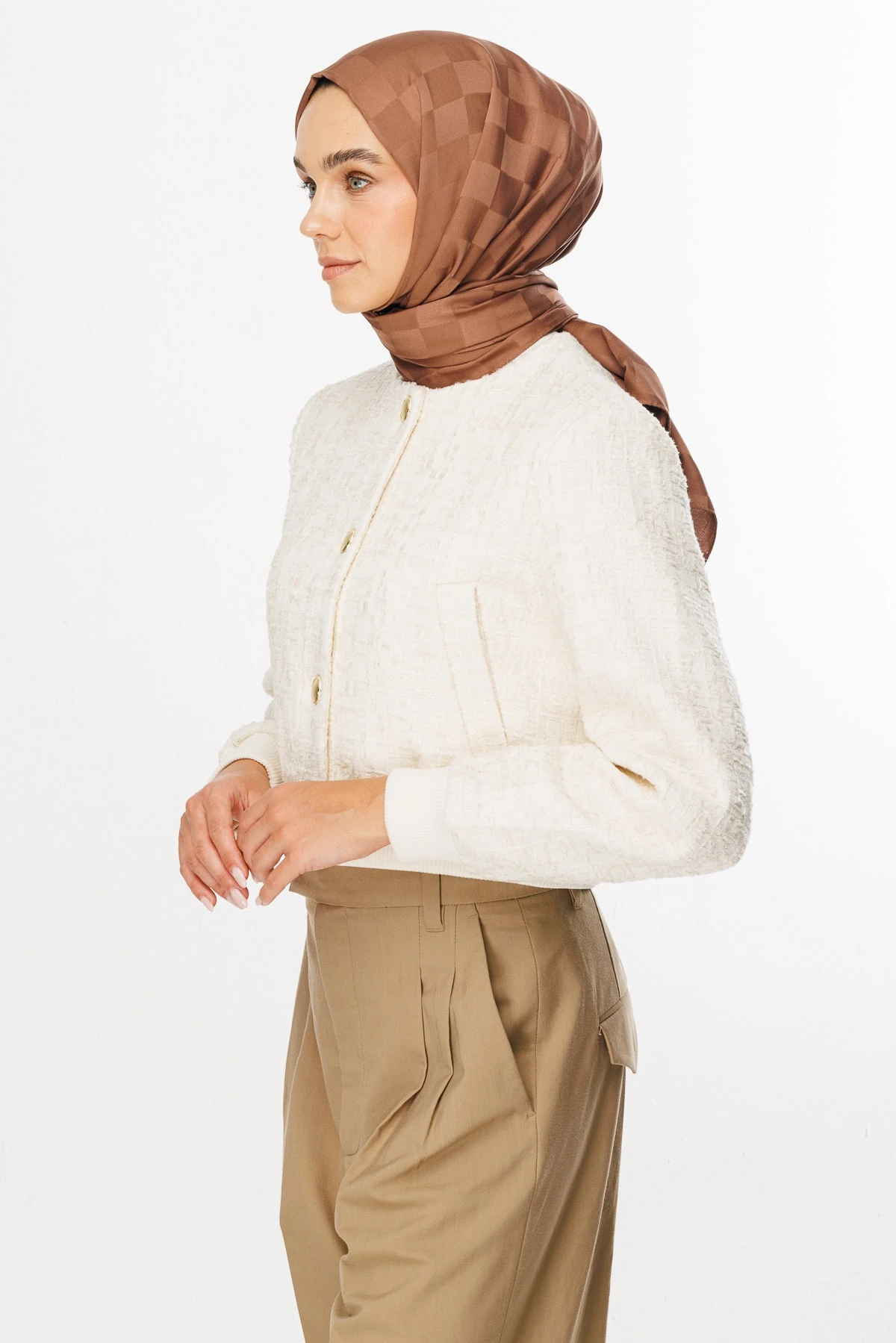 Toptan Dama Desen İpeksi Jakar Şal - Yalı