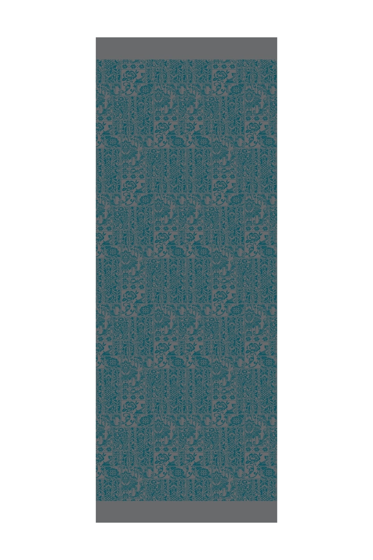 Toptan Henna Desen Çift Taraflı Şal - Koyu Gri-Zümrüt