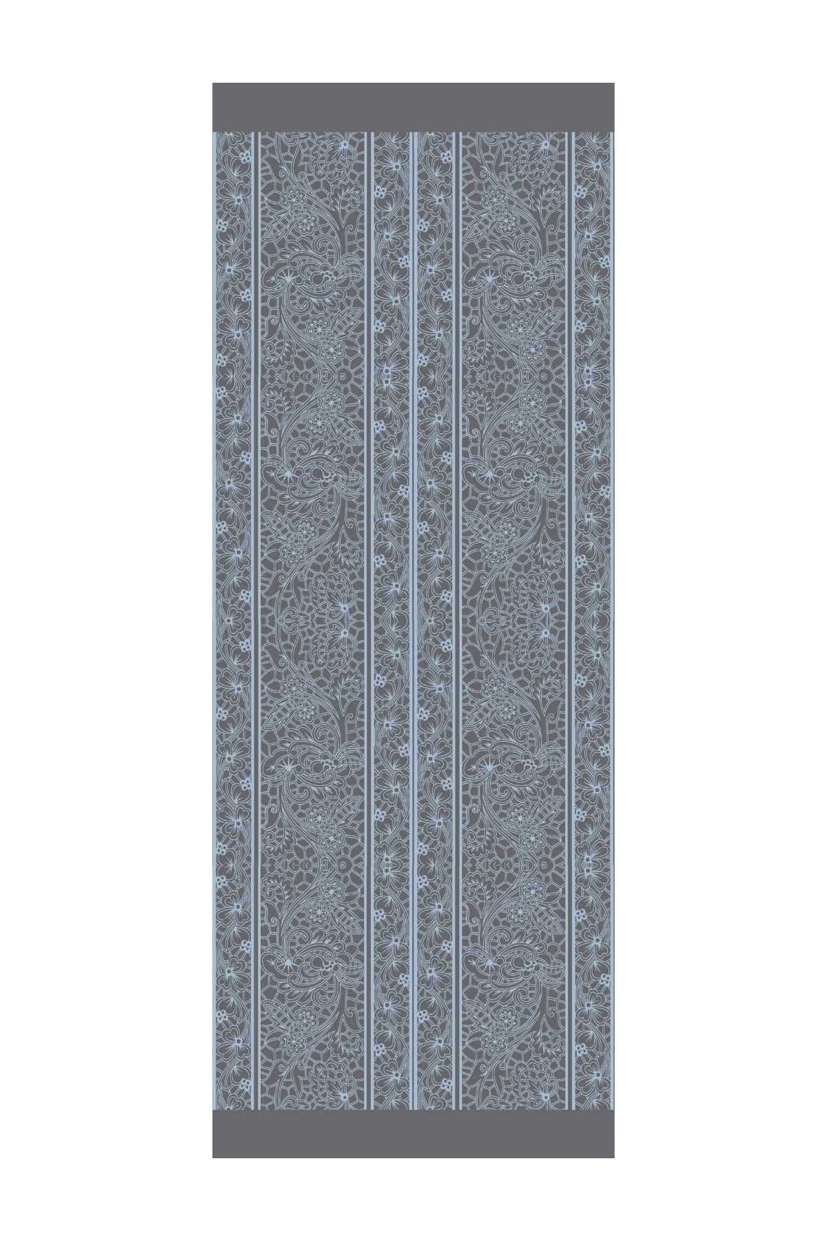 Lavin-Pattern Reversible Shawl - Dark Gray-Light Blue