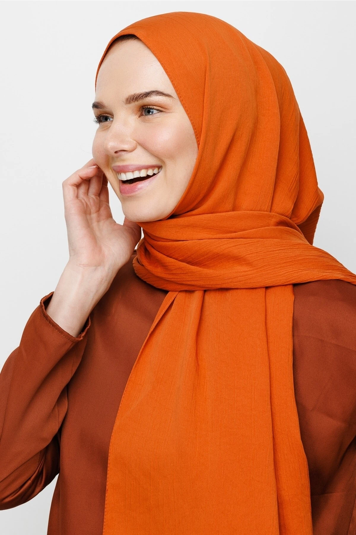 Toptan Krinkıl Medine İpeği Şal - Kiremit