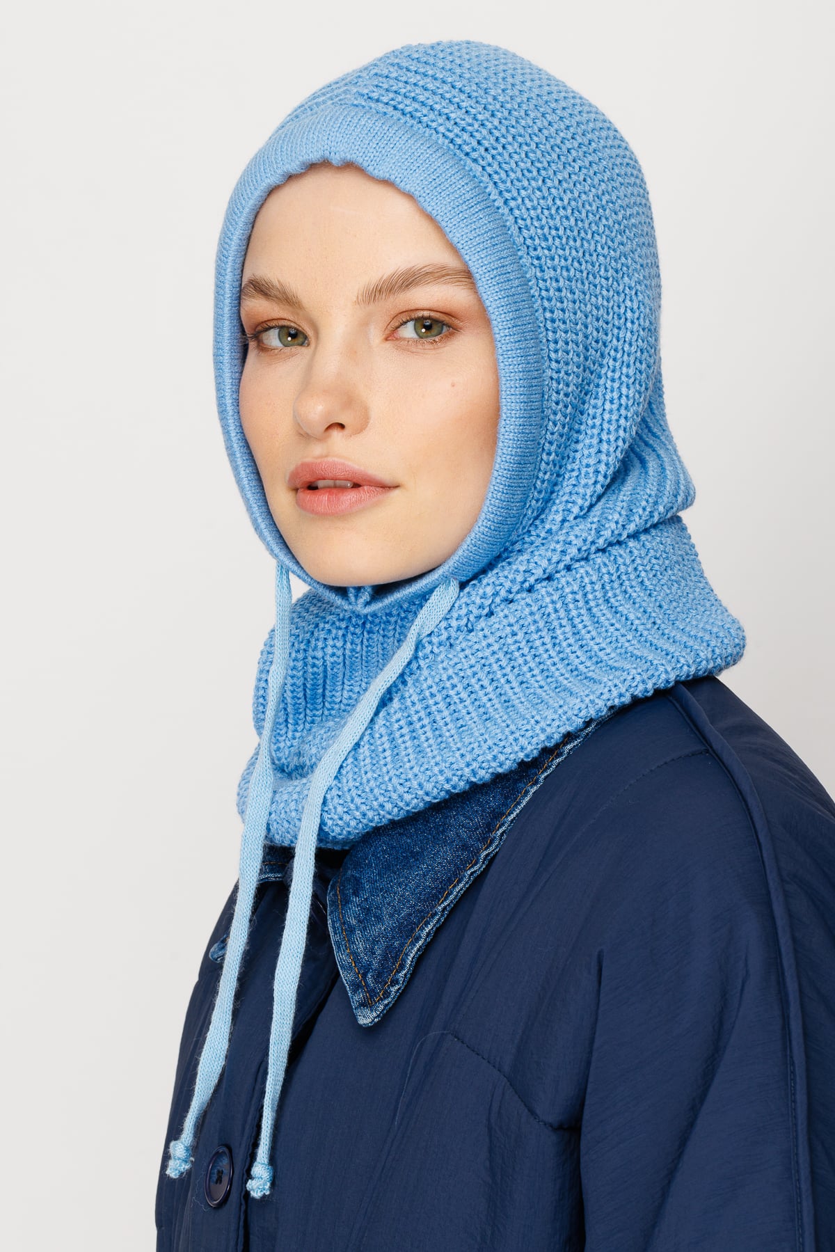 Toptan Balaclava Triko Başlık - Bebek Mavisi