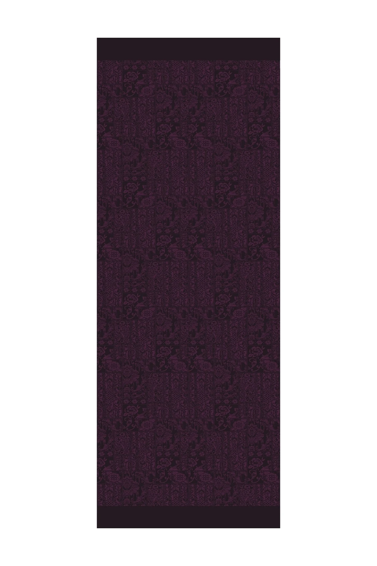 Toptan Henna Desen Çift Taraflı Şal - Mor-Siyah