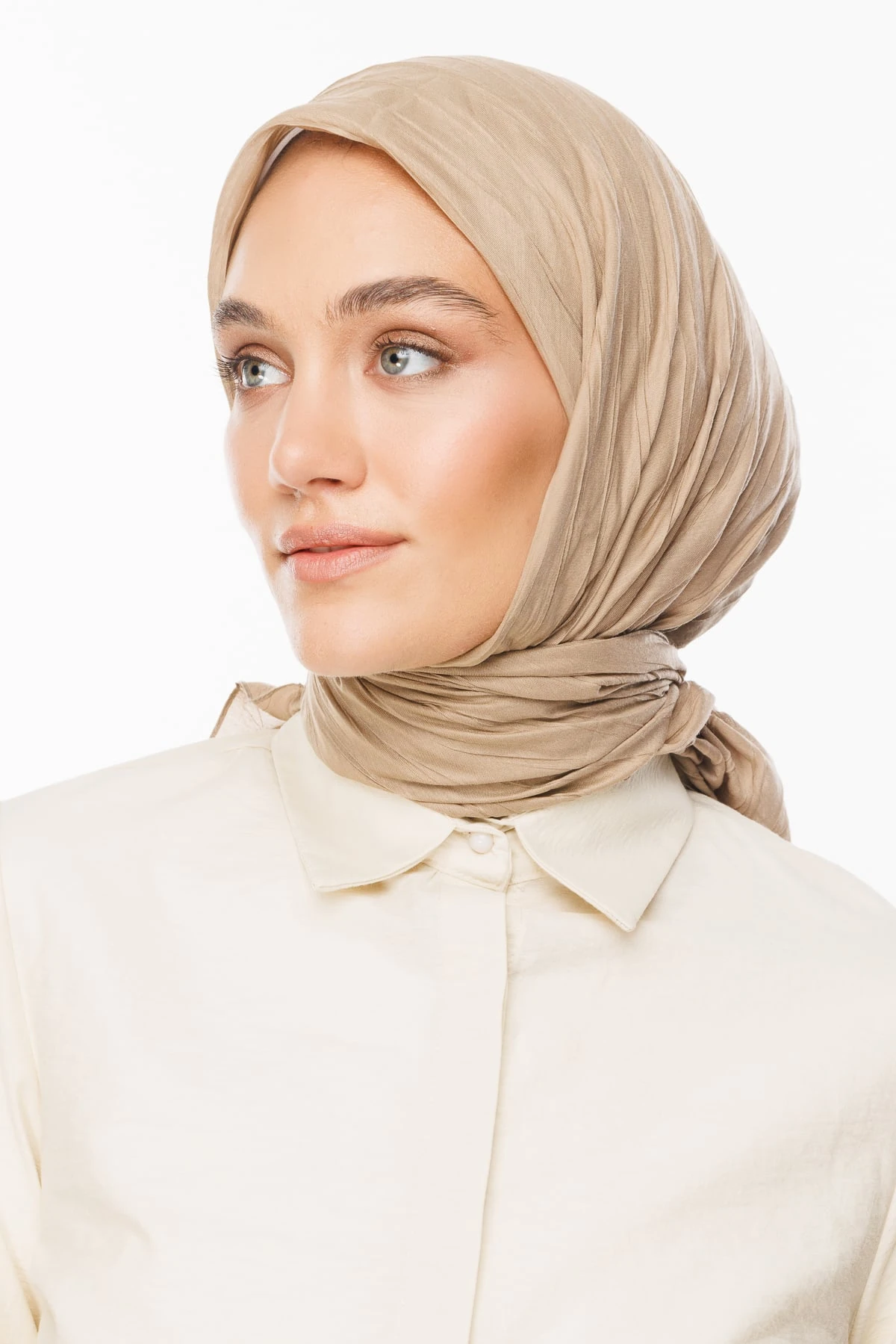 Toptan Piliseli Bambu Eşarp - Latte