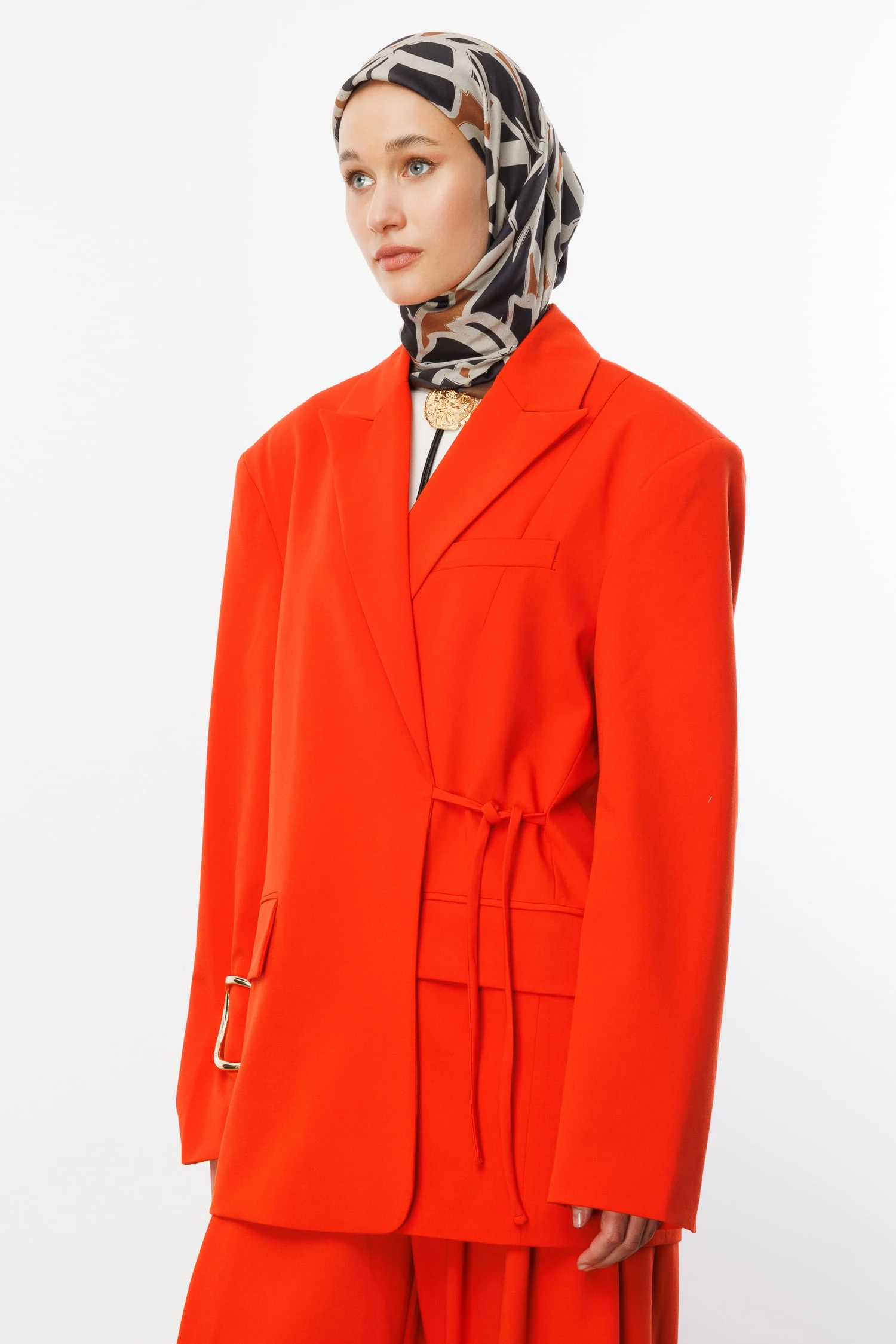 Toptan Zyra Desen Pamuk Eşarp - Acı Kahve