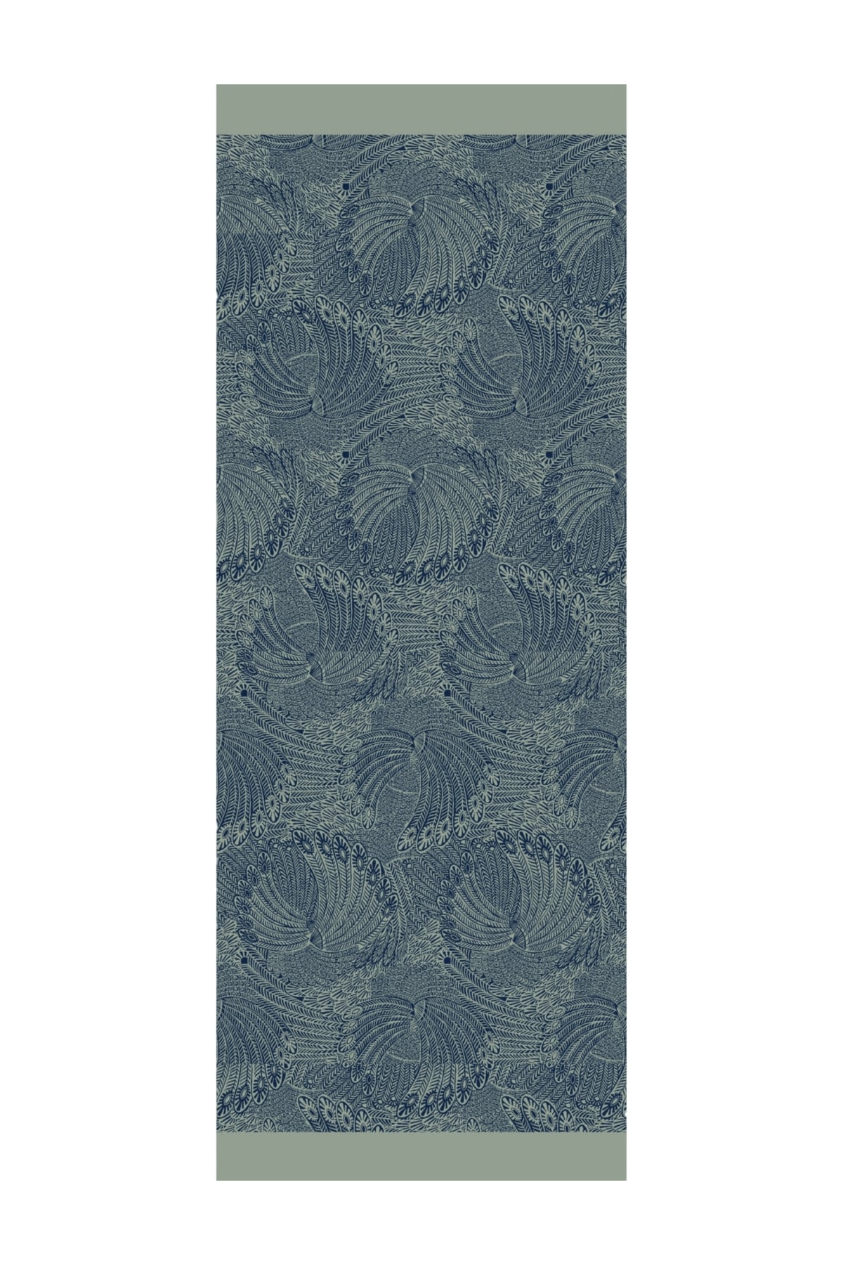 Toptan Mayra Desen Çift Taraflı Şal - Lacivert-Su Yeşili