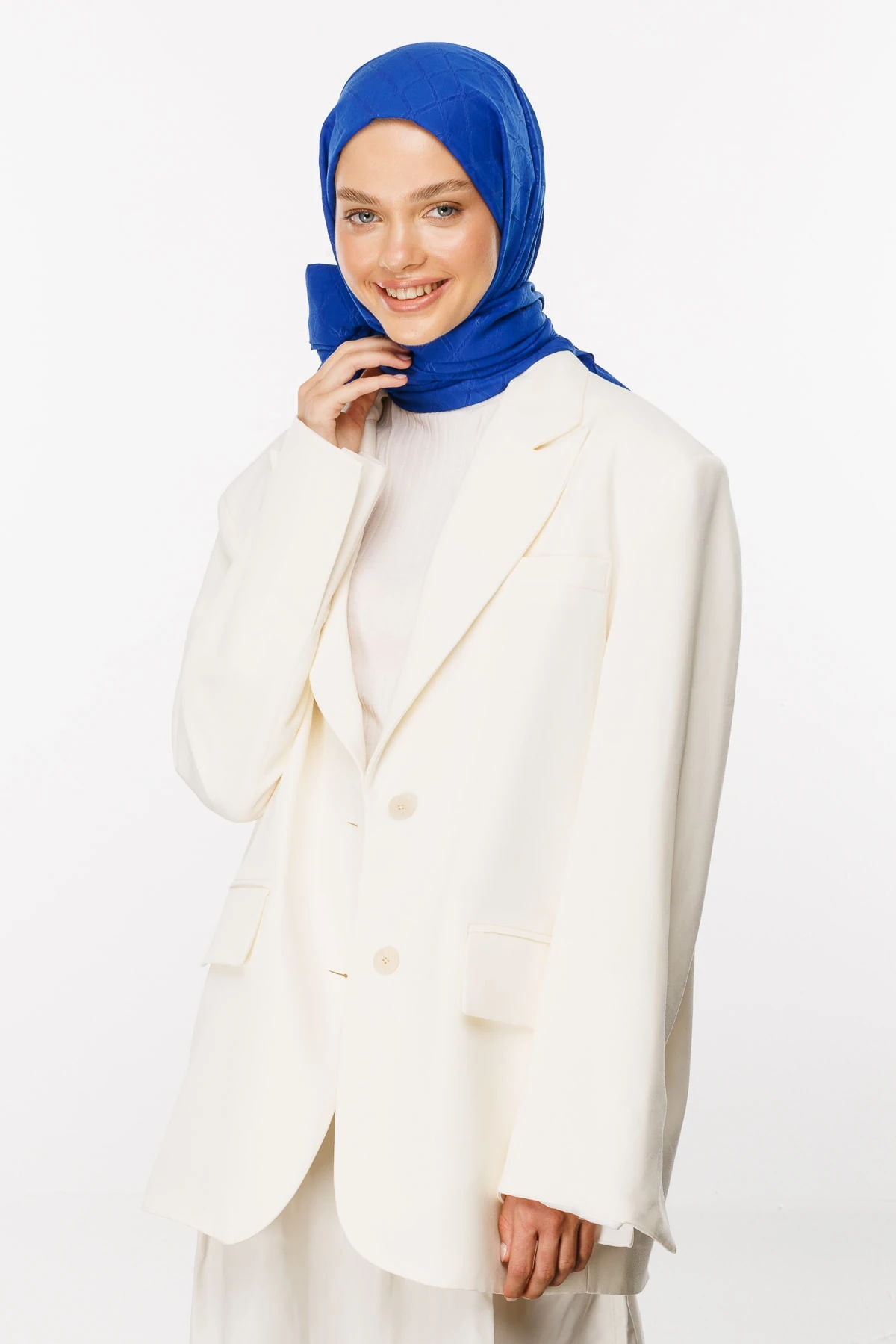 Bamboo Jacquard Shawl - Saxe Blue