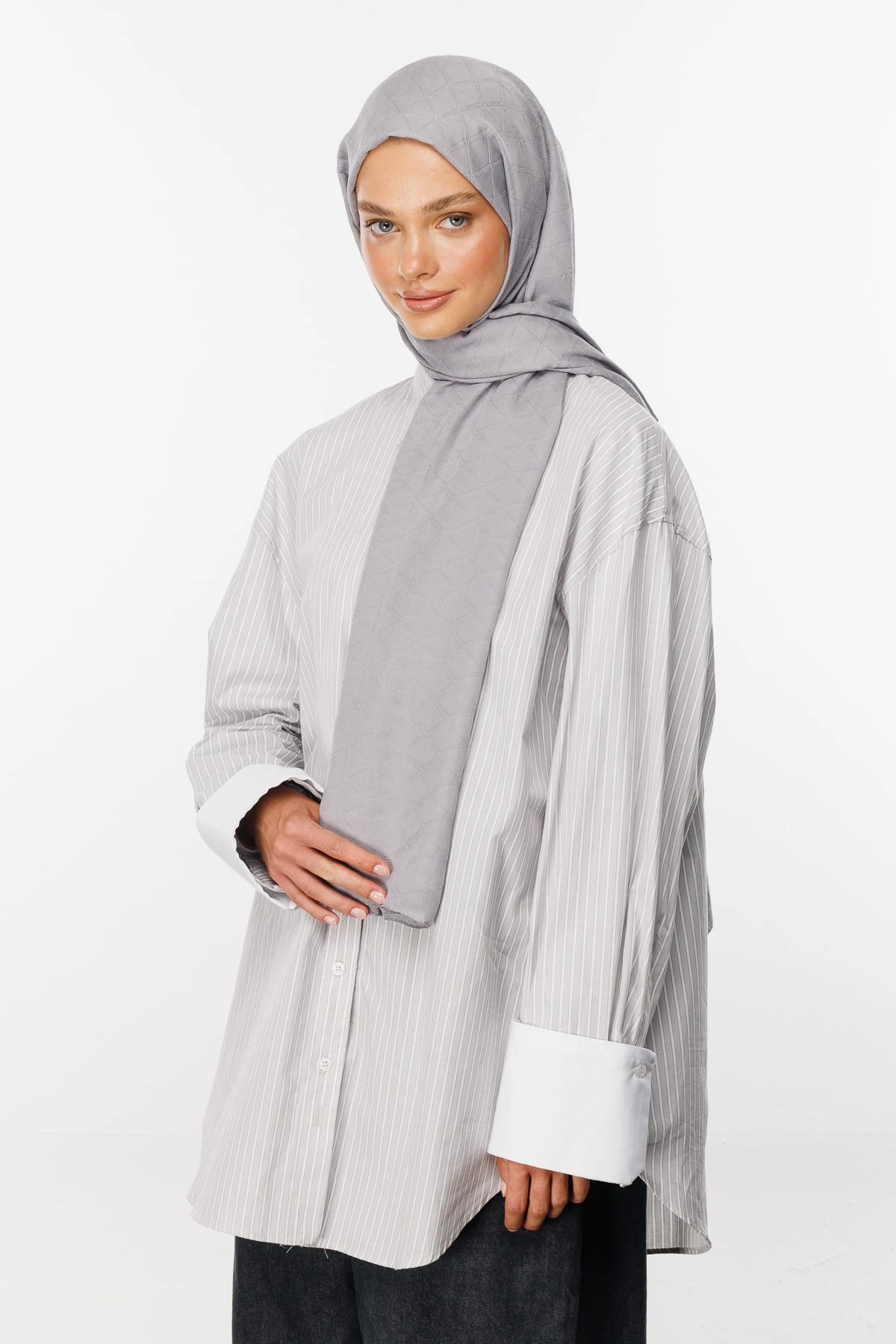 Bamboo Jacquard Shawl - Silver