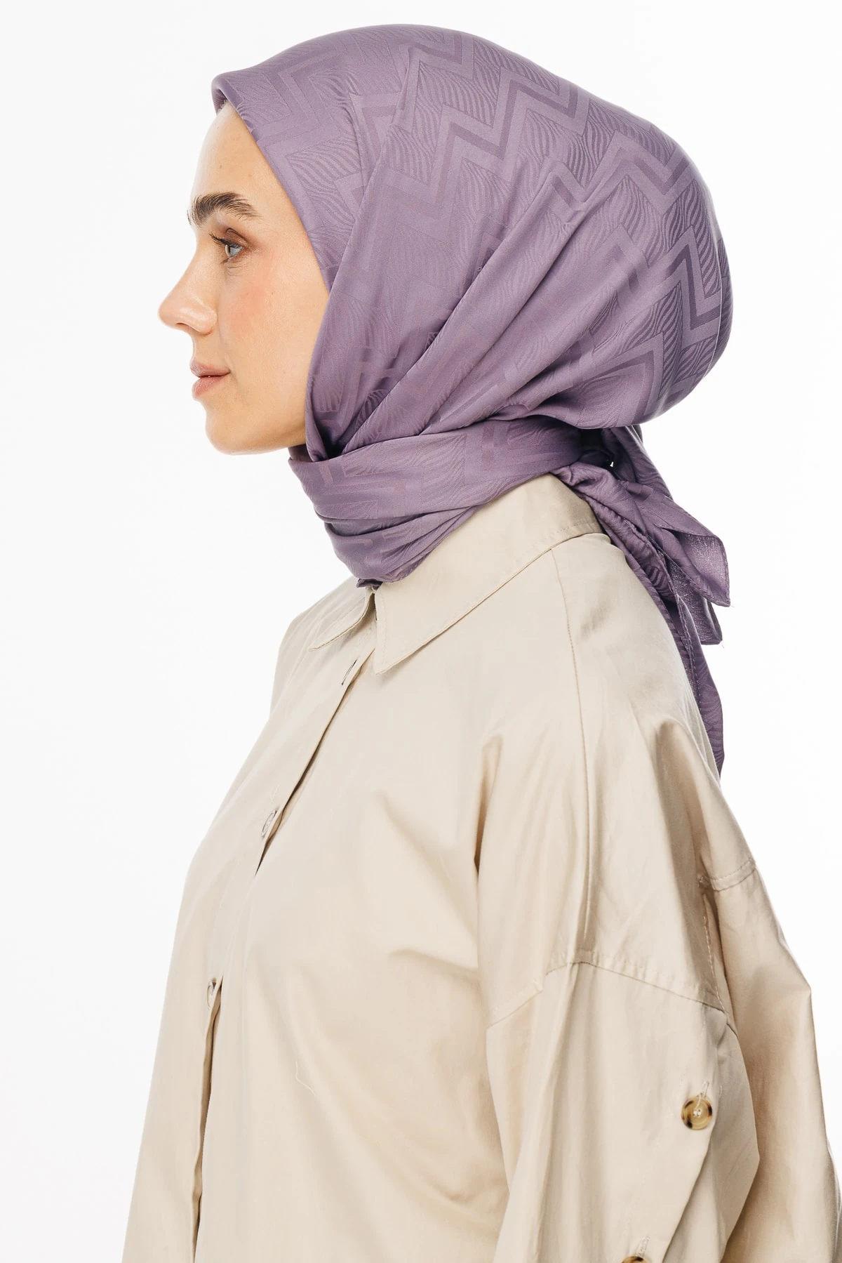 Toptan Viora Desen İpeksi Jakar Eşarp - Lavanta