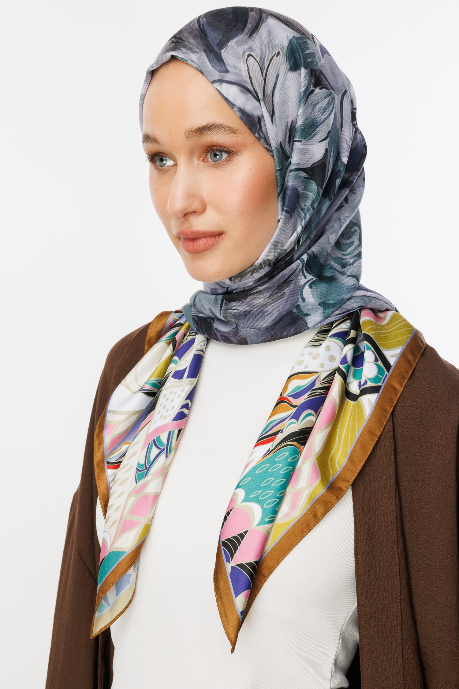 Patterned Cotton Shawl - Blue