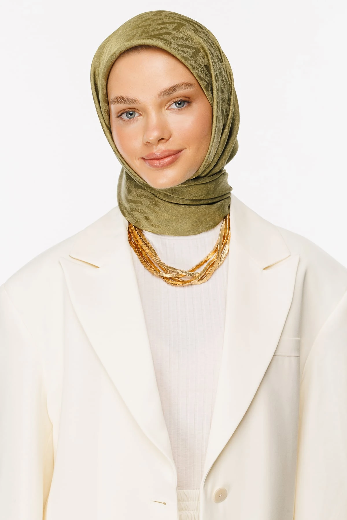 Luxury Jacquard Scarf - Soft Green