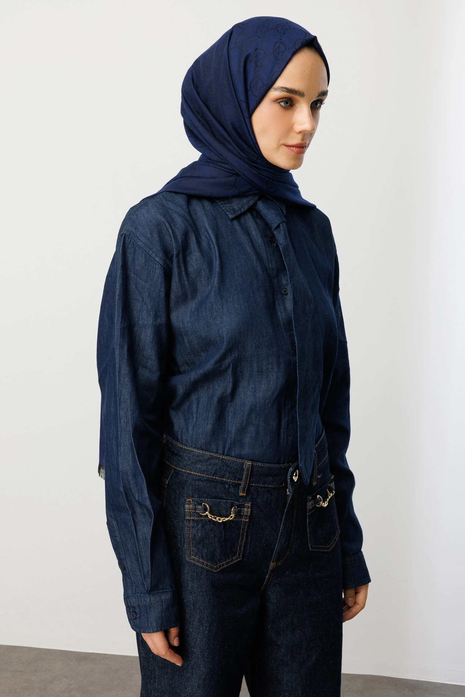 Toptan Yün İpek Şal - Safir