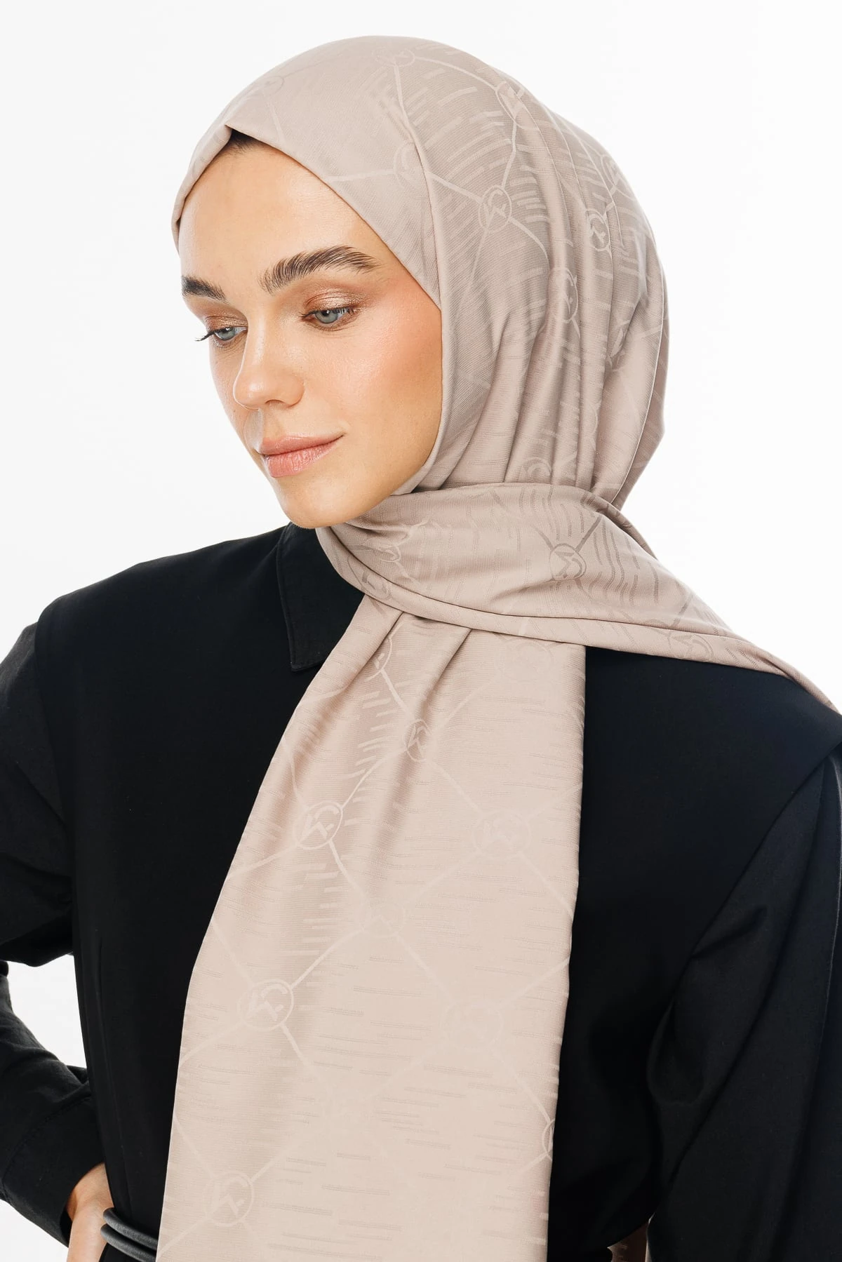 Toptan Moon Is Desen Jakar Şal - Bej