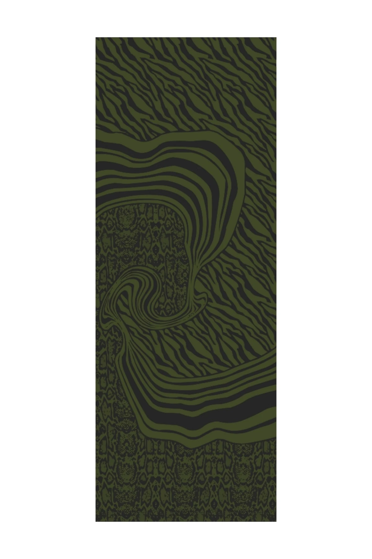 Riad-Pattern Reversible Shawl - Black-Khaki