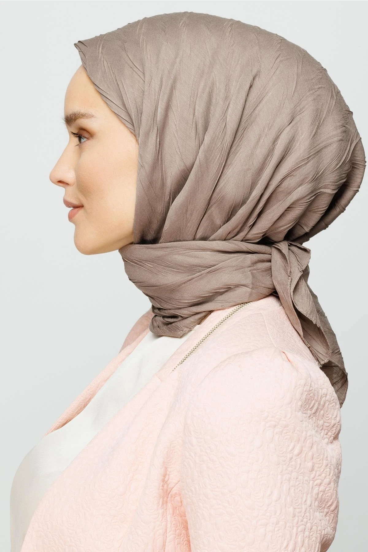 Toptan Piliseli Bambu Eşarp - Vizon