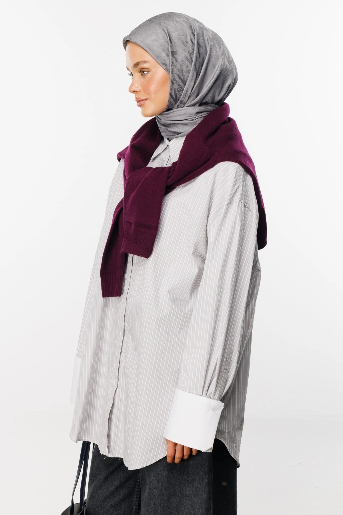 Toptan Luxury Jakar Eşarp - Gri