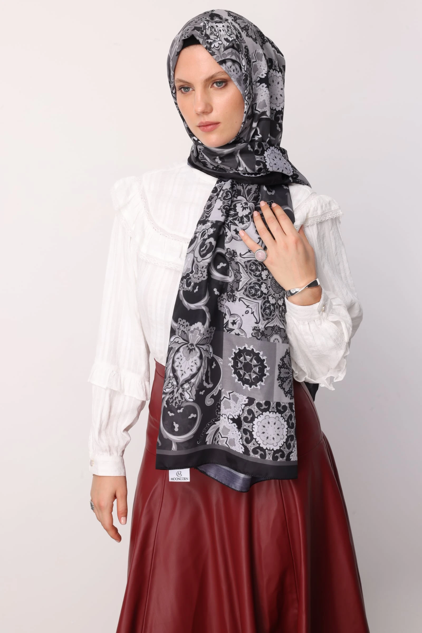 Wholesale Solhar Pattern Cotton Shawl - Black