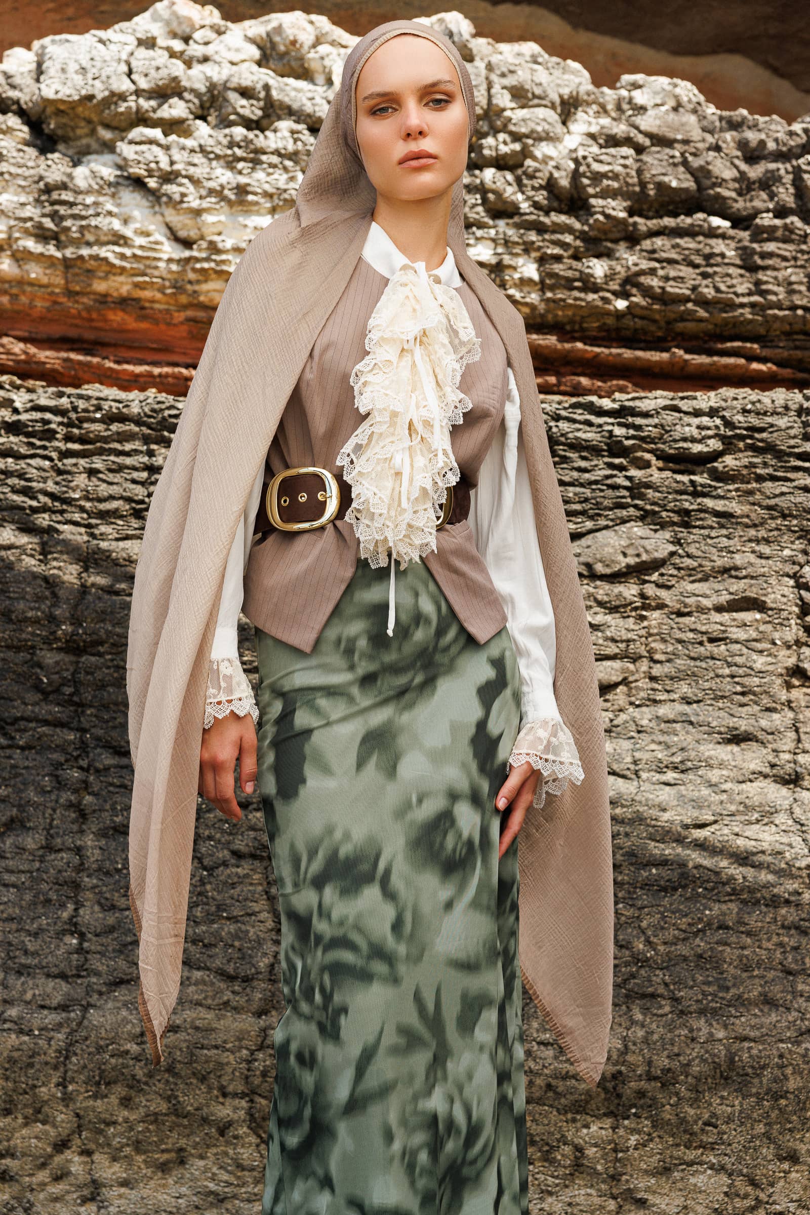 Toptan Degrade Müslin Şal - Vizon