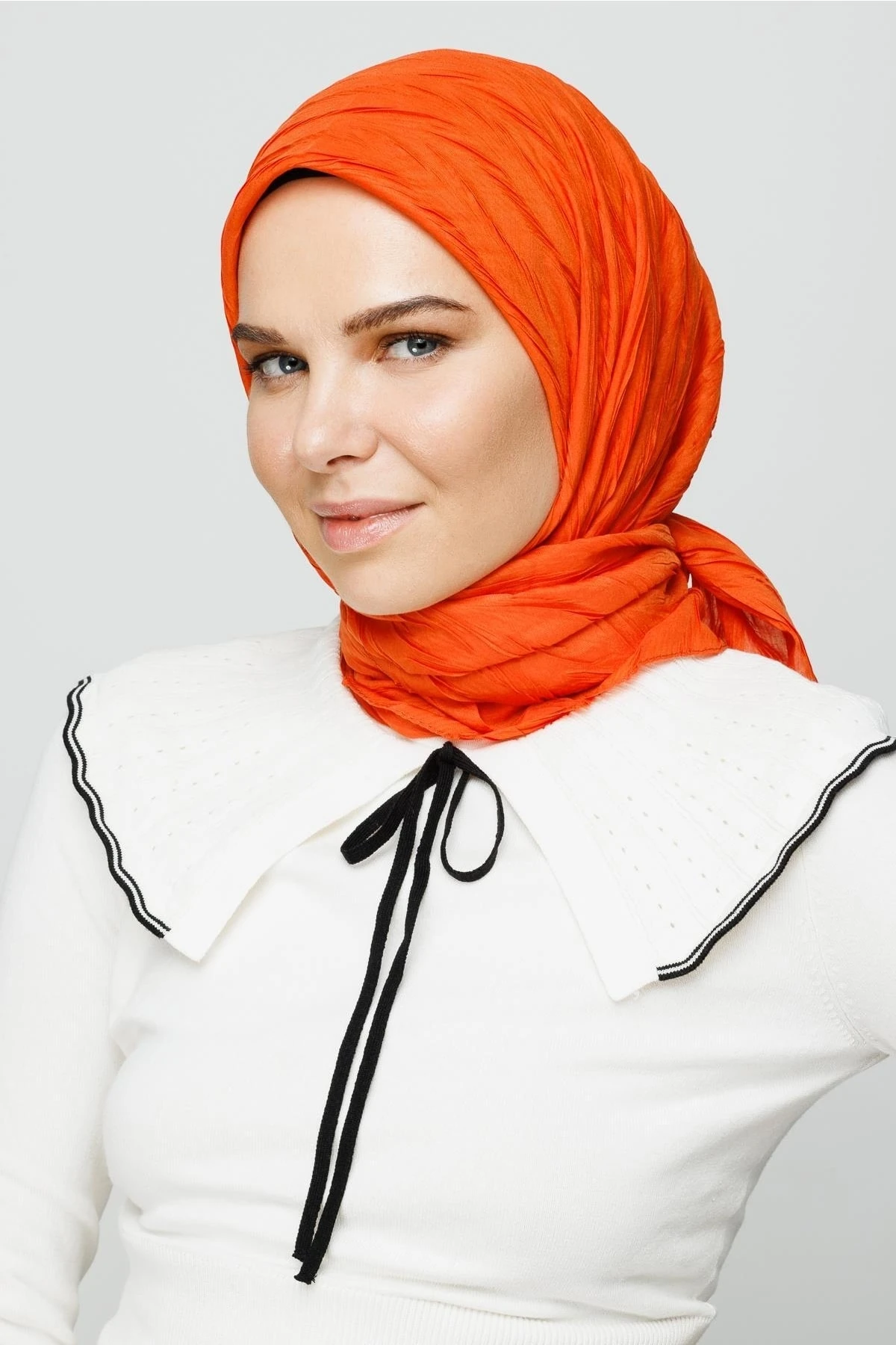 Pleated Bamboo Scarf - Orange