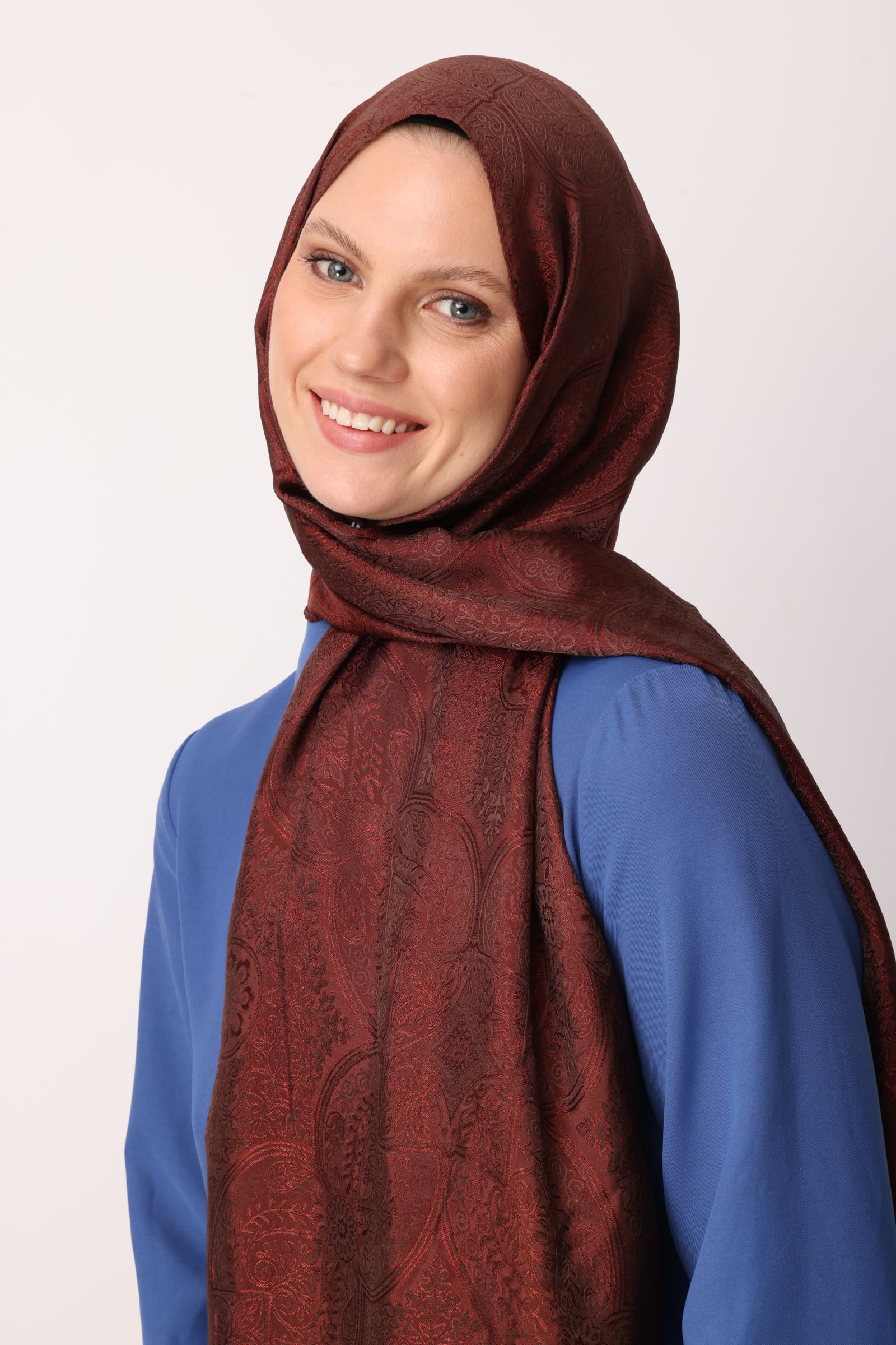 Shline Line Viscose Shawl - Bitter Coffee-Coffee