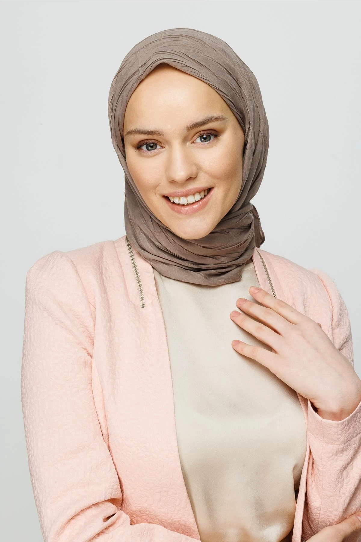 Toptan Piliseli Bambu Eşarp - Vizon