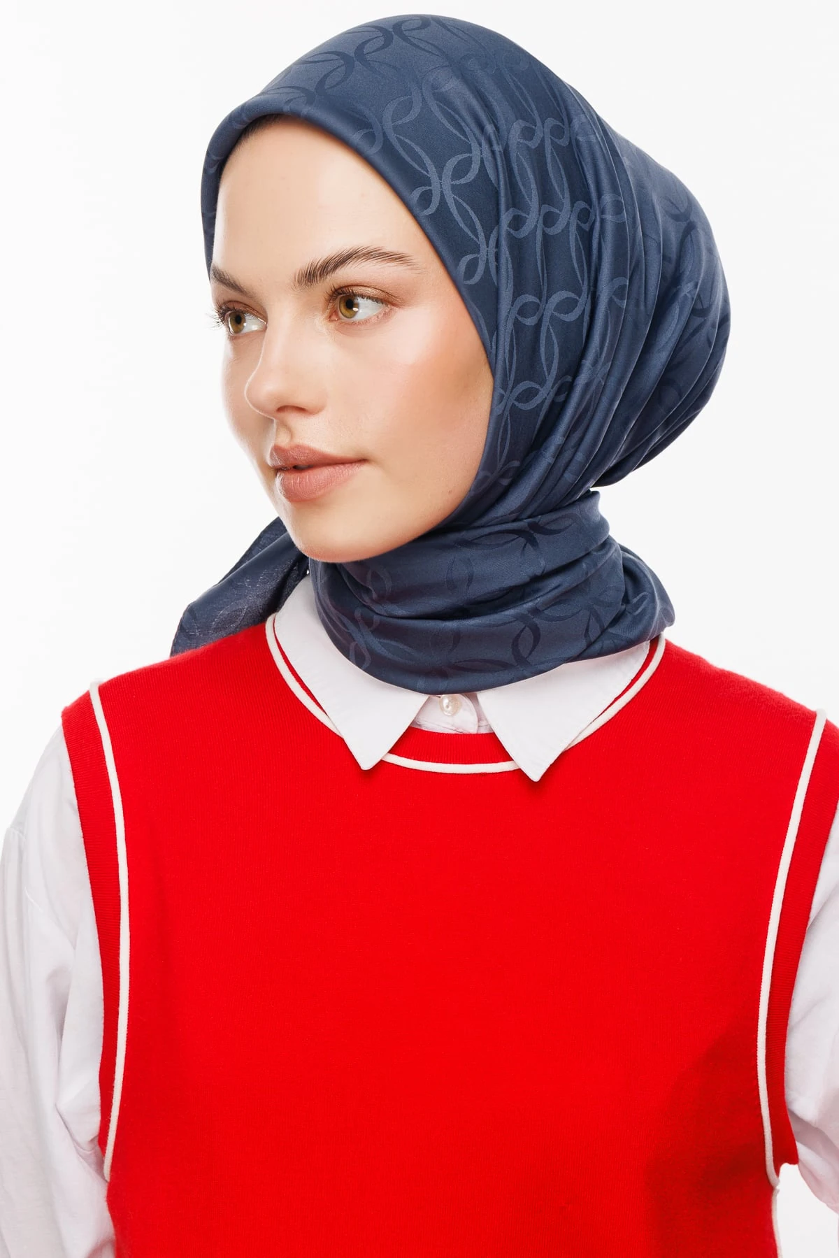 London Pattern Silky Jacquard Scarf - Anthracite