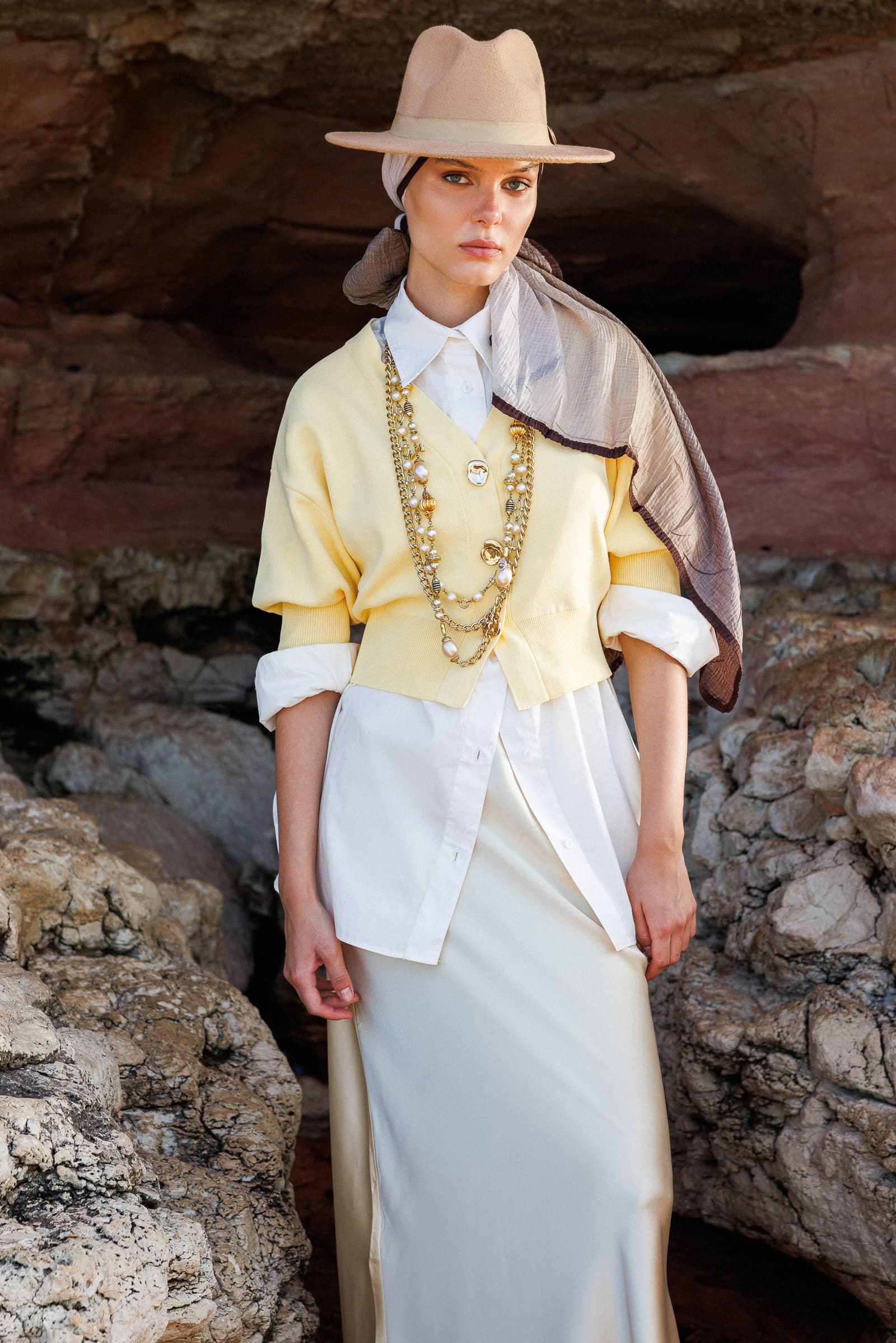 Ombre Muslin Shawl - Beige