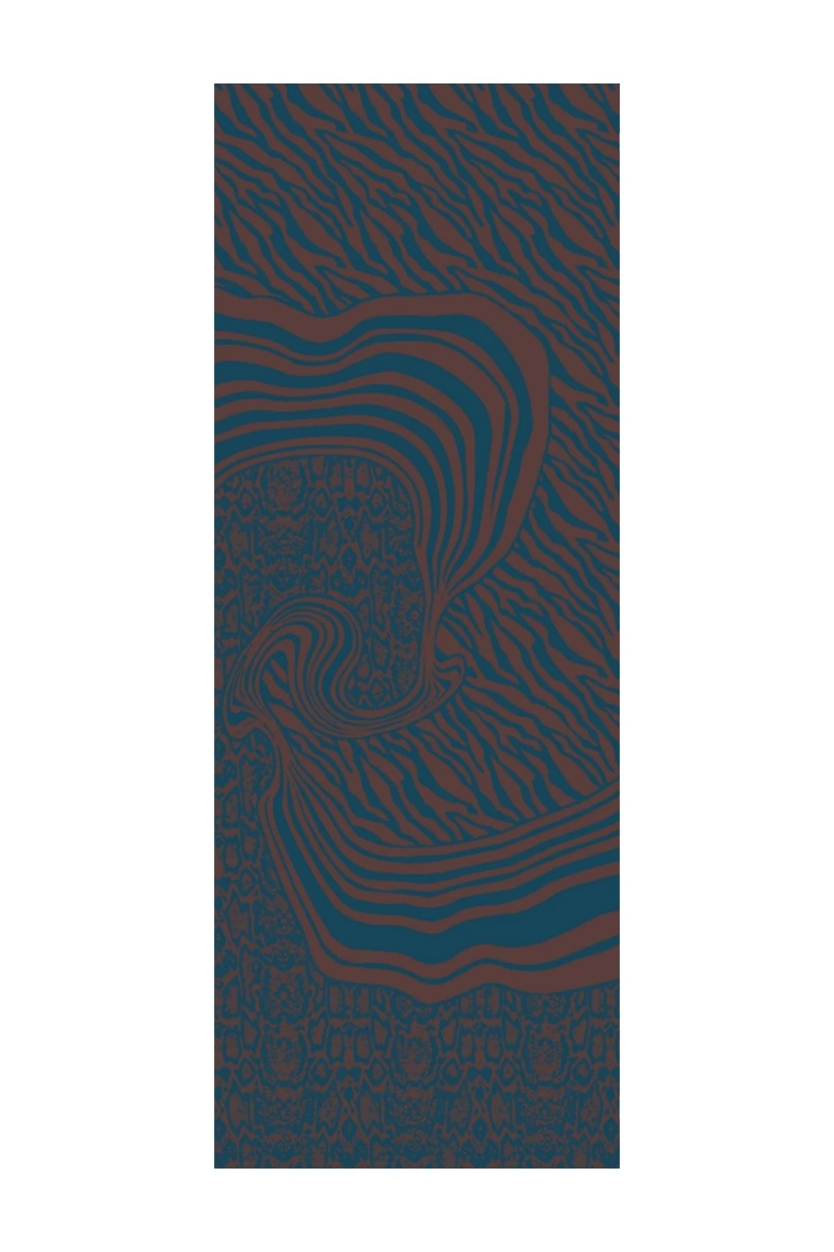 Riad-Pattern Reversible Shawl - Bitter Brown-Petroleum Blue