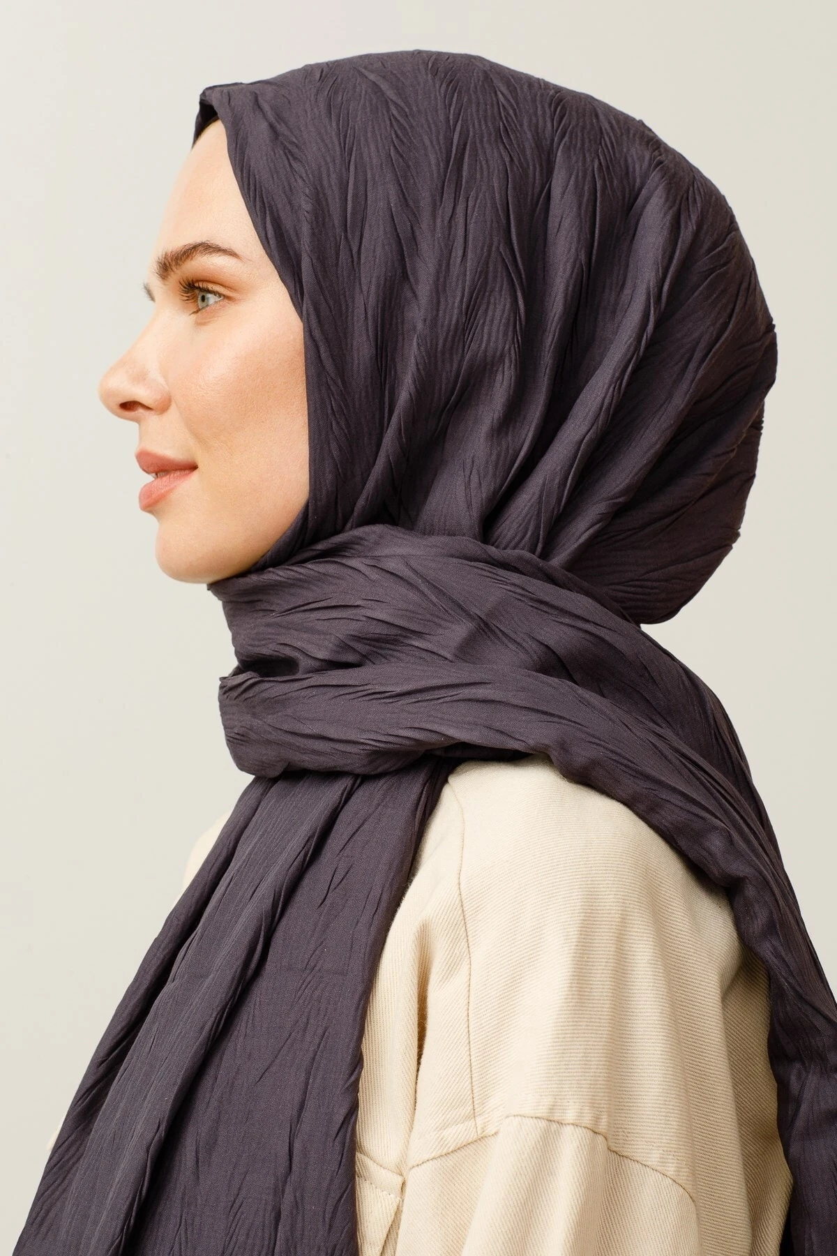 Pleated Bamboo Shawl - Fume