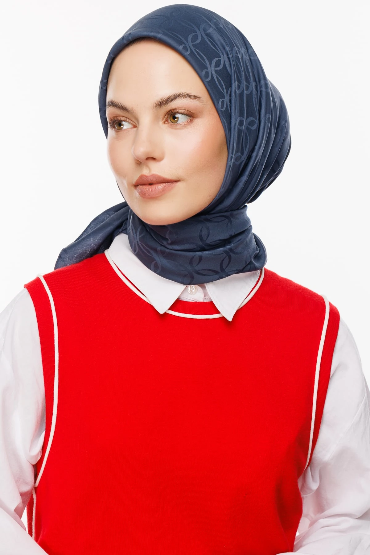 London Pattern Silky Jacquard Scarf - Anthracite