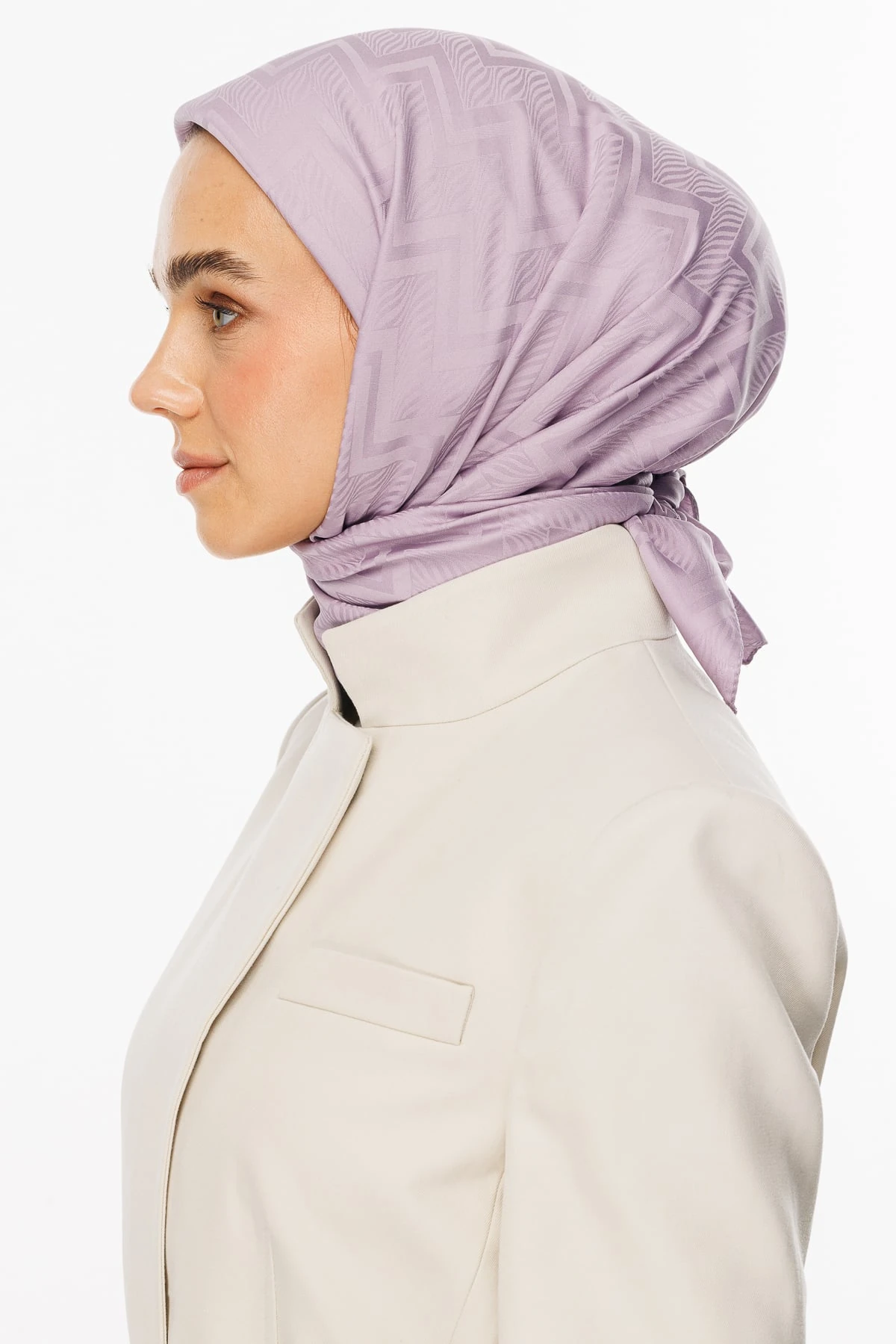 Toptan Viora Desen İpeksi Jakar Eşarp - Lila