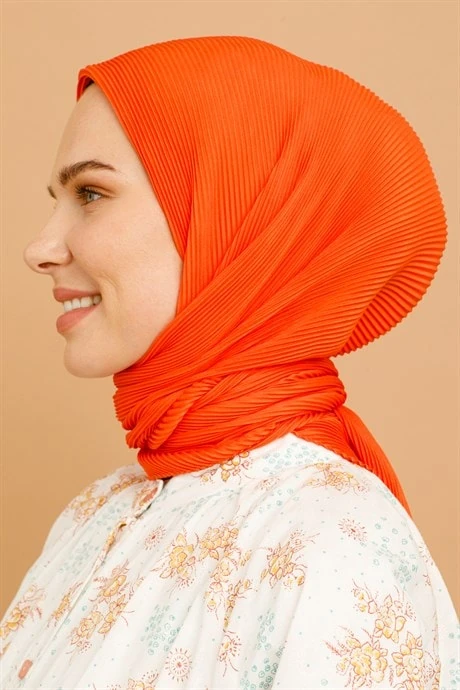 Toptan Pilise Eşarp - Neon Turuncu