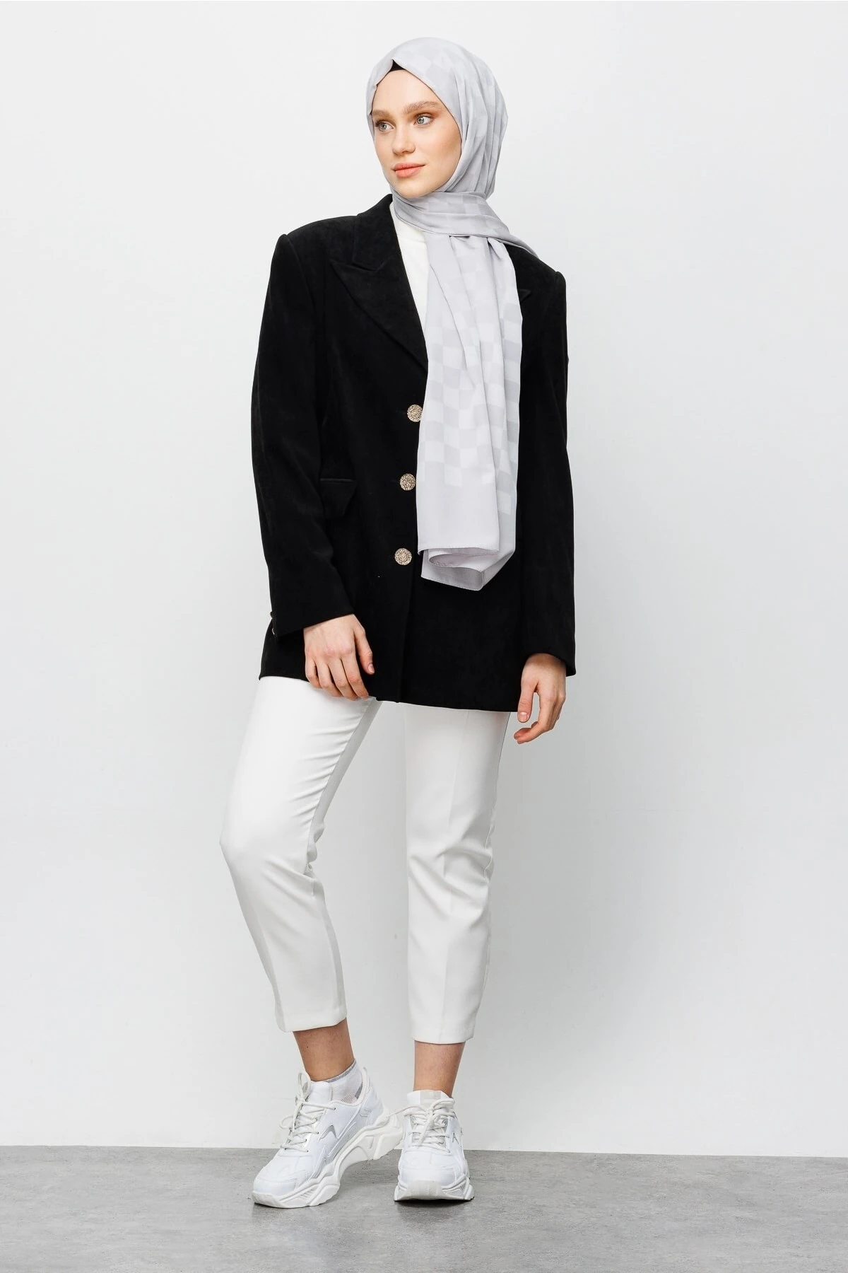 Toptan Dama Desen İpeksi Jakar Şal - Gümüş