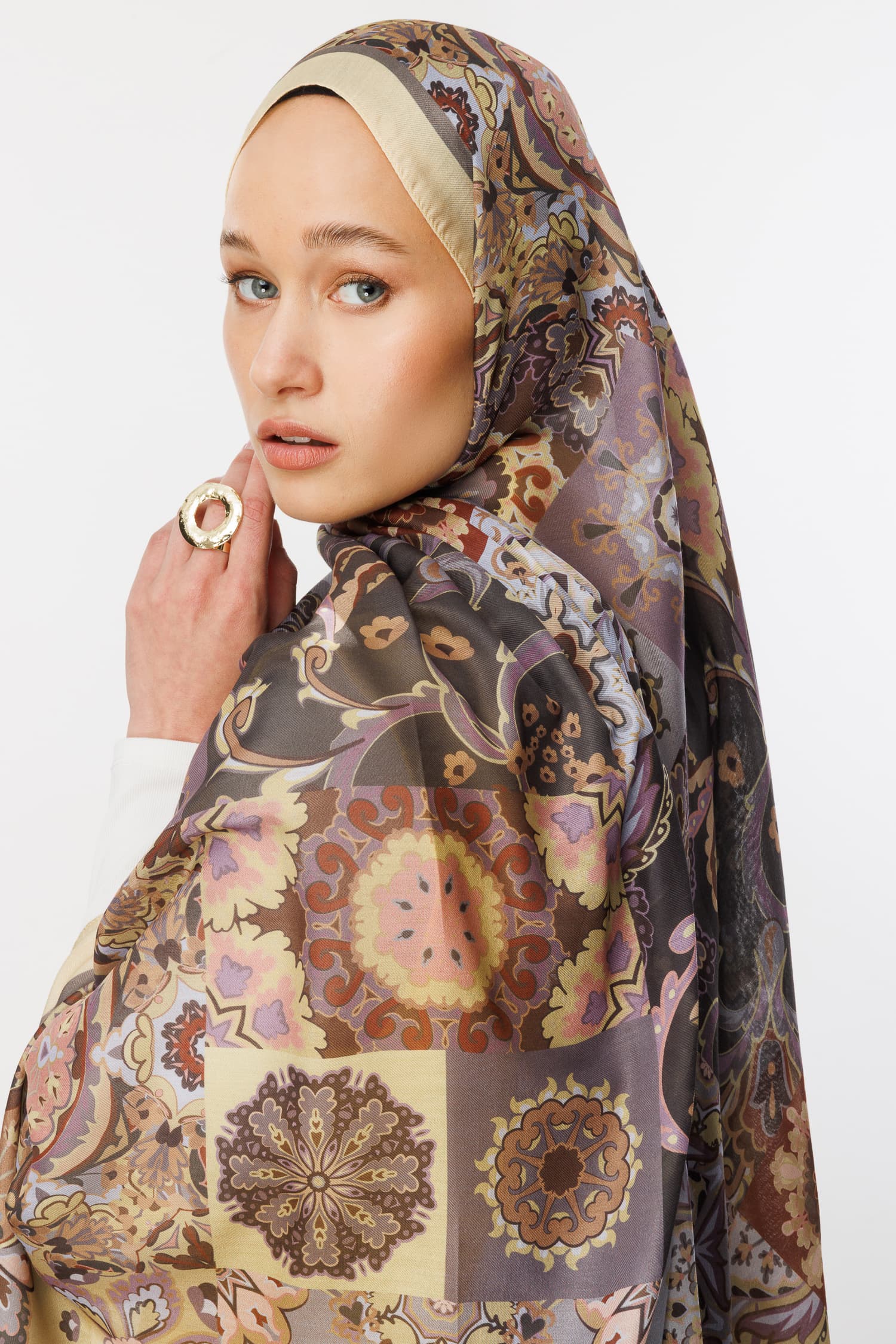 Toptan Solhar Desen Pamuk Şal - Sarı