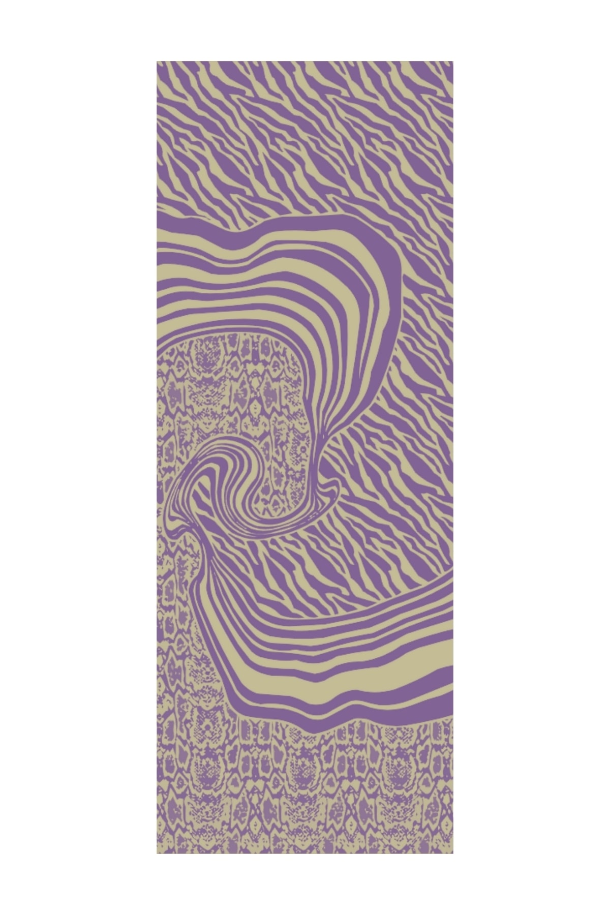 Toptan Riad Desen Çift Taraflı Şal - Zeytin-Mor