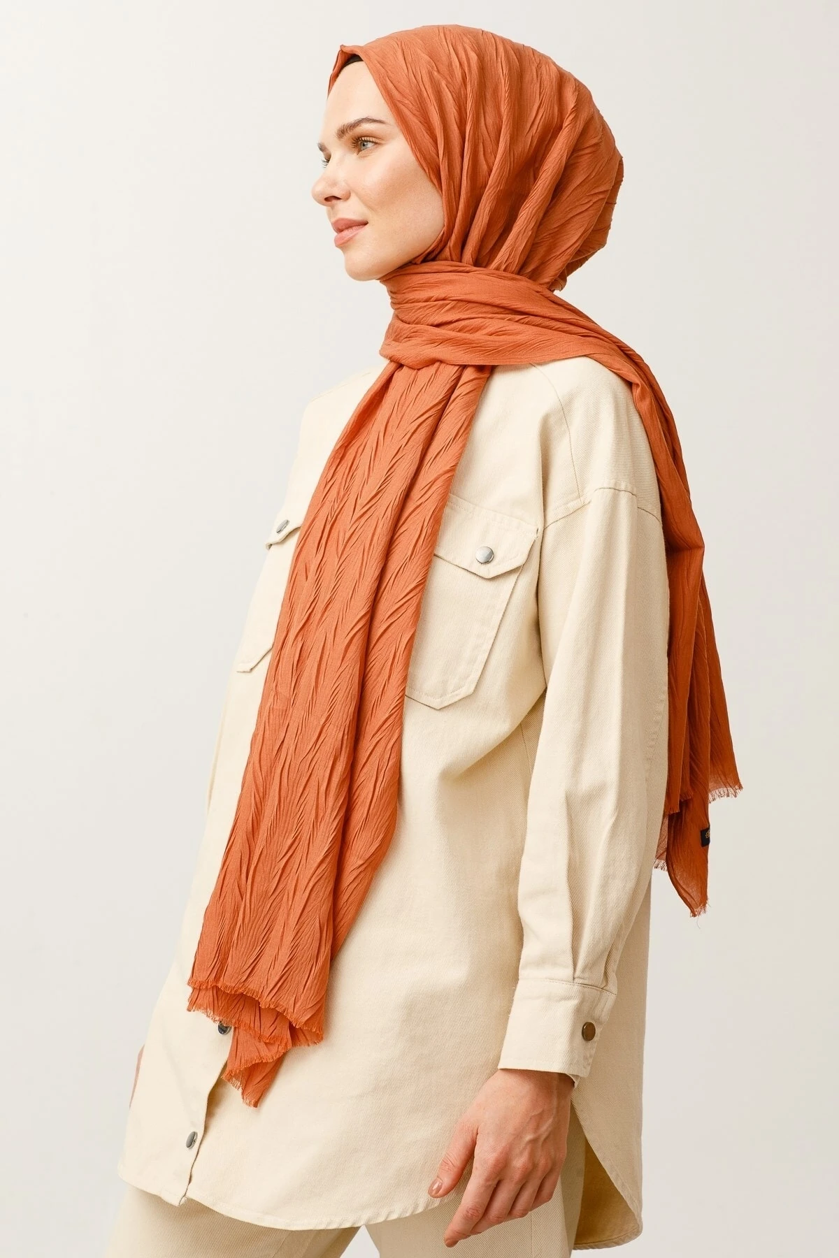 Pleated Bamboo Shawl - Light Tile