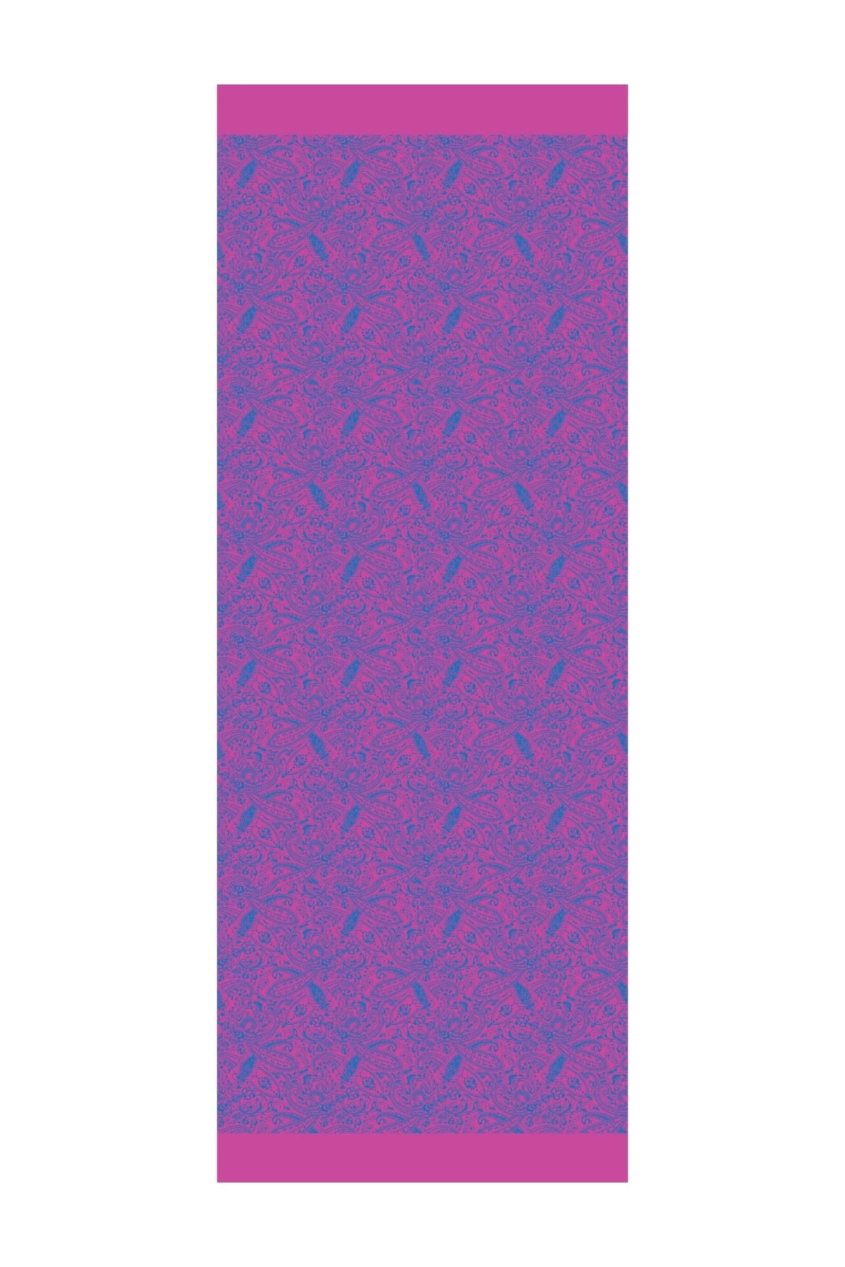 Toptan Velora Desen Çift Taraflı Şal - Petrol Mavisi-Fuşya